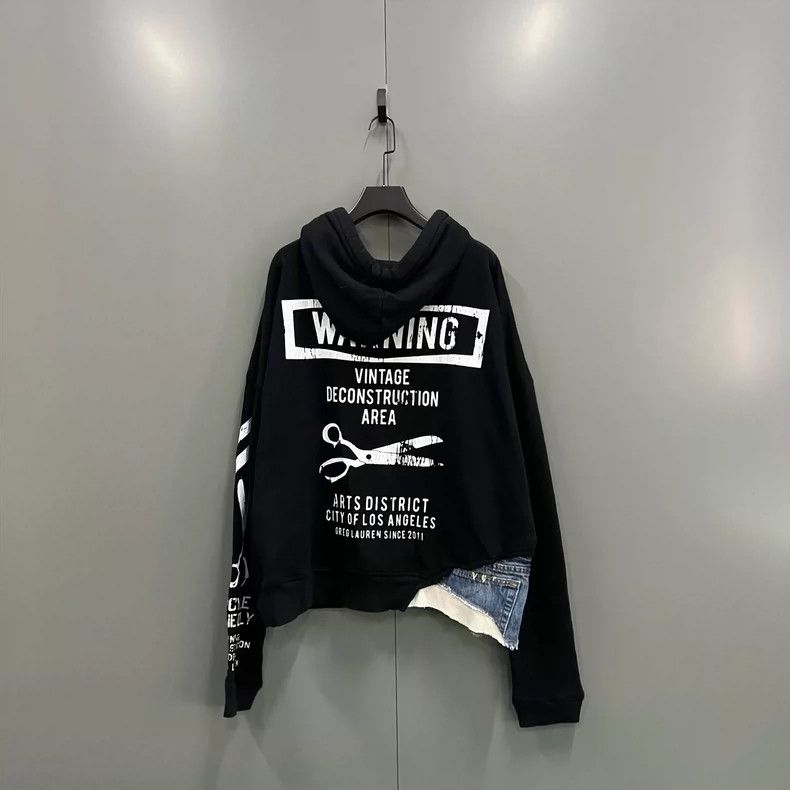 Greg Lauren GREG LAUREN Letter pattern splicing cowboy hoodie 2504-Next Size US XL / EU 56 / 4 - 2 Thumbnail