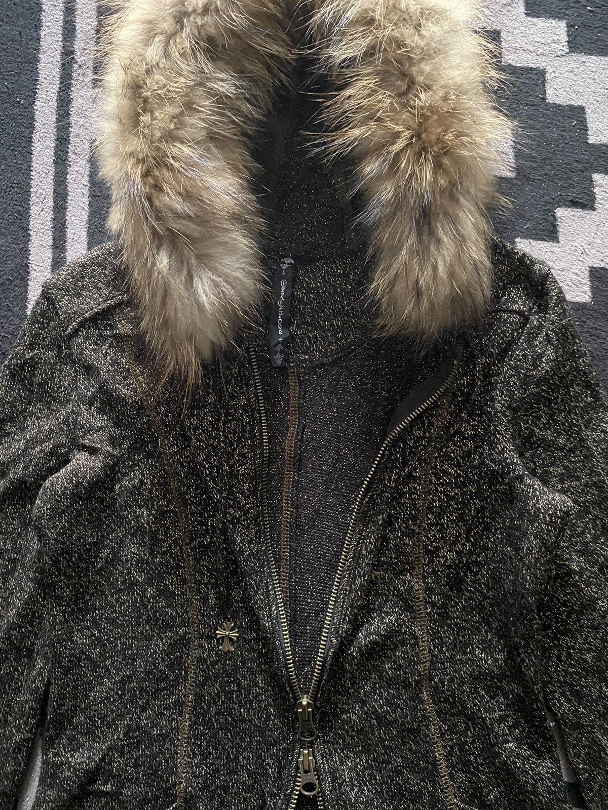 Yasuyuki Ishii Japanese Ozz Croce faux fur glitter knit full zip hoodie Size US M / EU 48-50 / 2 - 5 Thumbnail