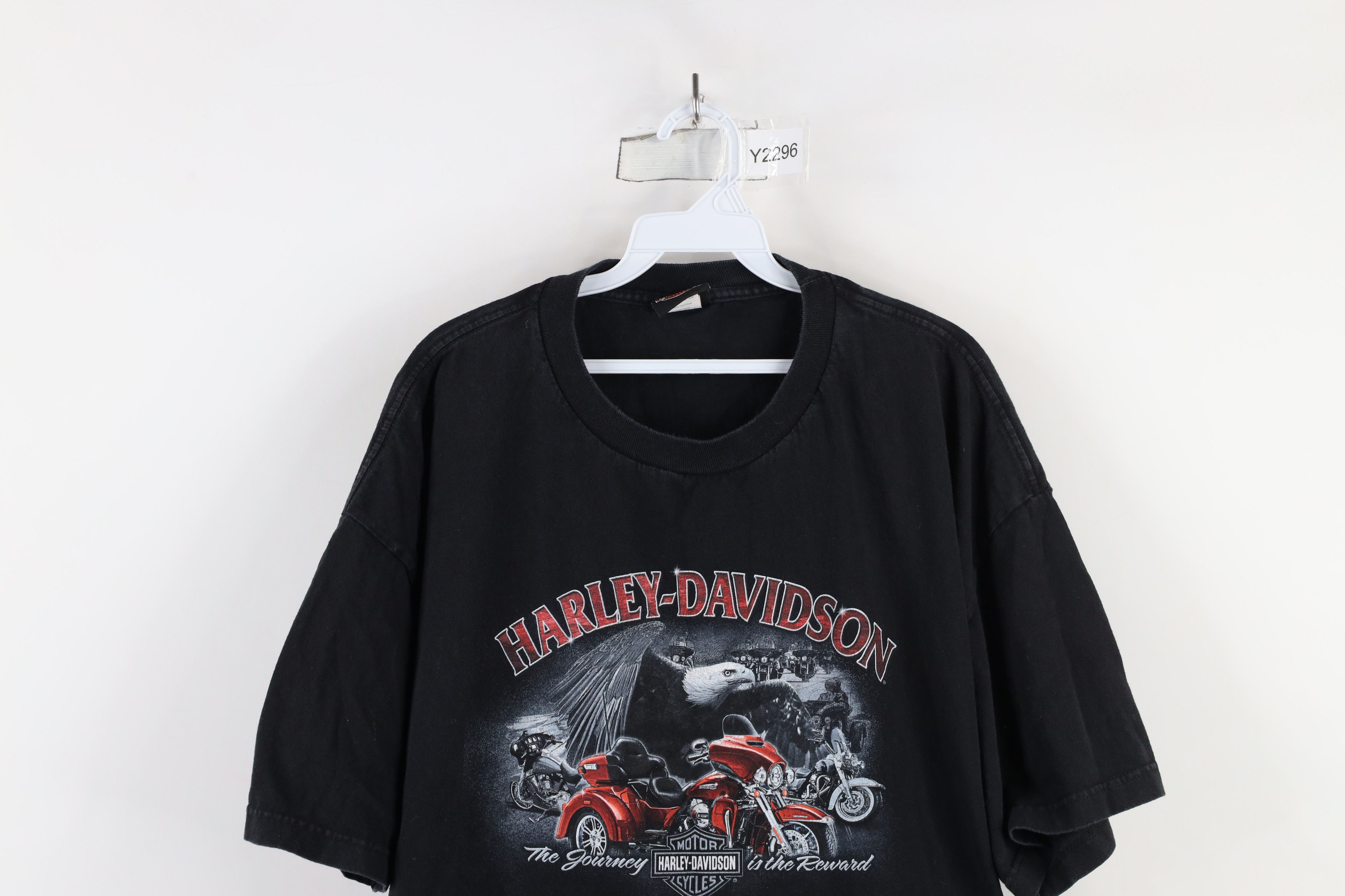 Harley Davidson × Vintage Y2K Harley Davidson Spell Out Eagle Big Logo T-Shirt Black Size US XXL / EU 58 / 5 - 2 Thumbnail