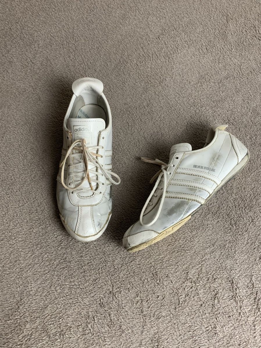 Y2K Adidas Silver Streak Leather Shoes Golden Goose Y-3 Puma, Women's (Size 9)