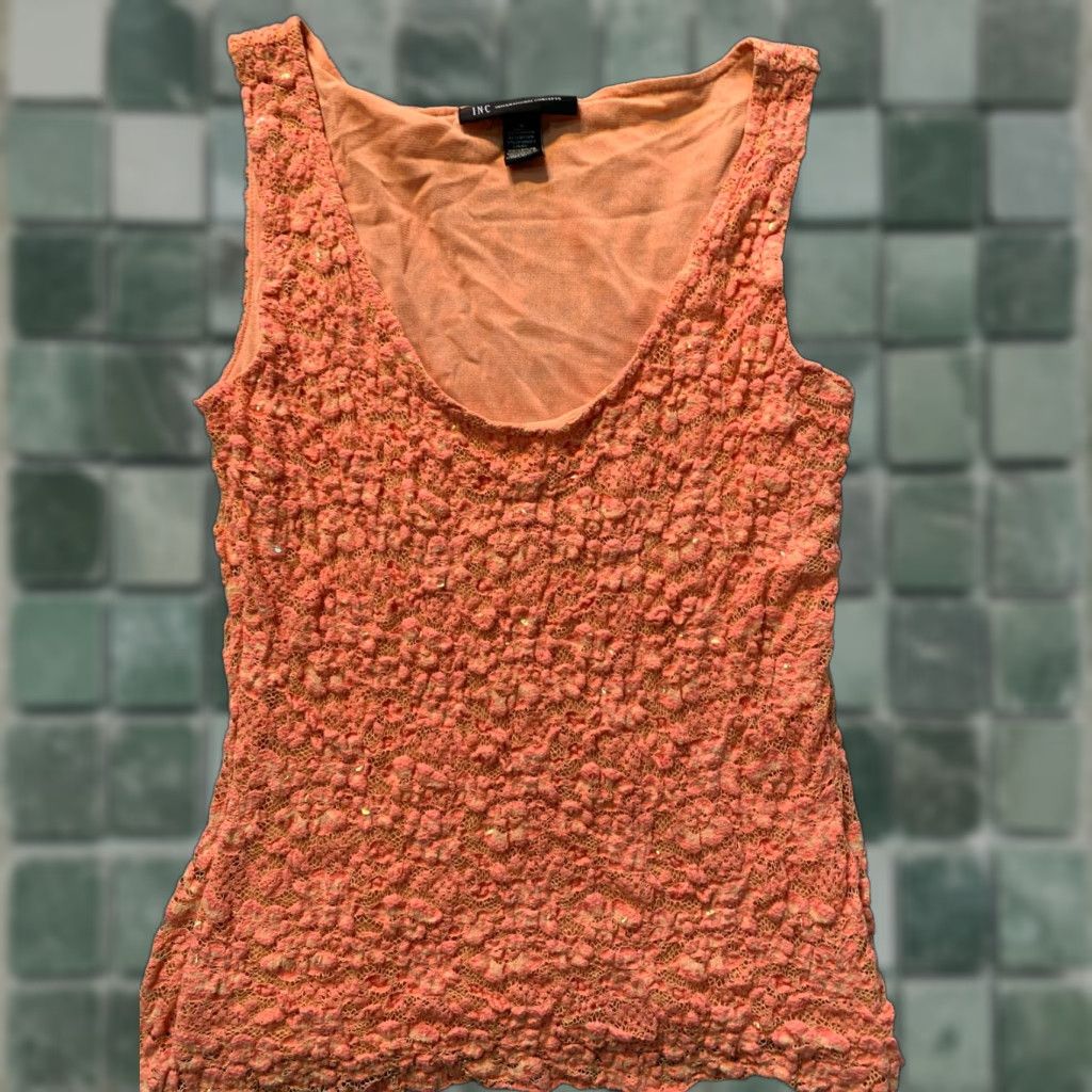 Incu INC Shirt Womens Small S Sequins Floral Pink Tank Casual Sleeveless Pink Womens S Size S / US 4 / IT 40 - 1 Thumbnail