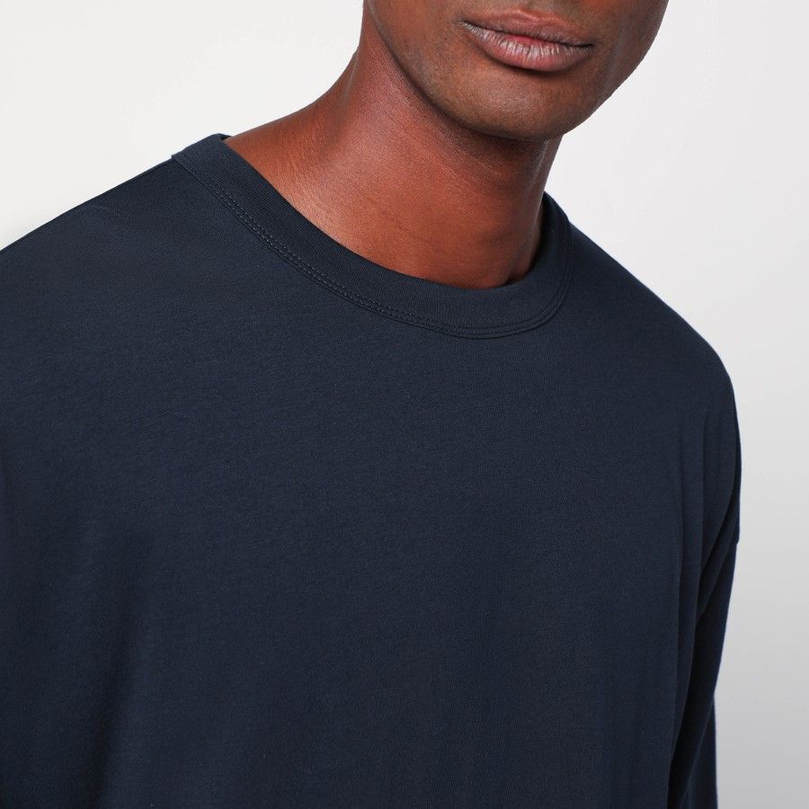 Dries Van Noten o1d2blof0226 Oversize Cotton T-Shirt in Navy Blue Size US S / EU 44-46 / 1 - 4 Thumbnail