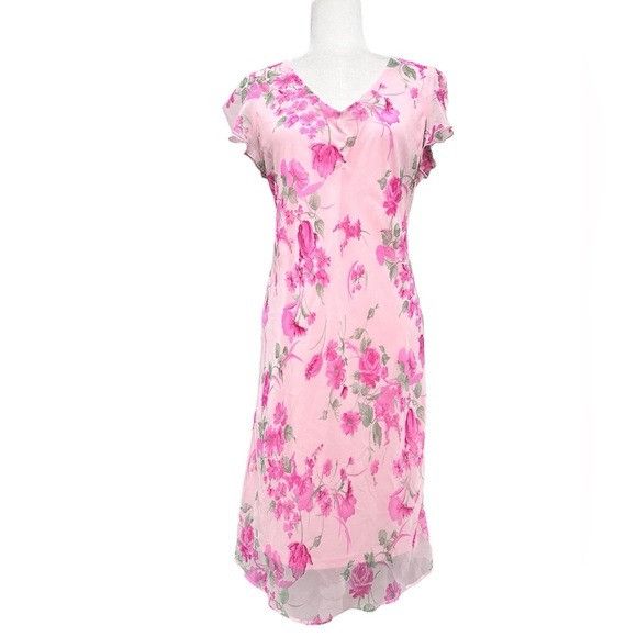 Vintage Vintage DBY 90’s Pink Floral Dress Size M / US 6-8 / IT 42-44 - 2 Thumbnail
