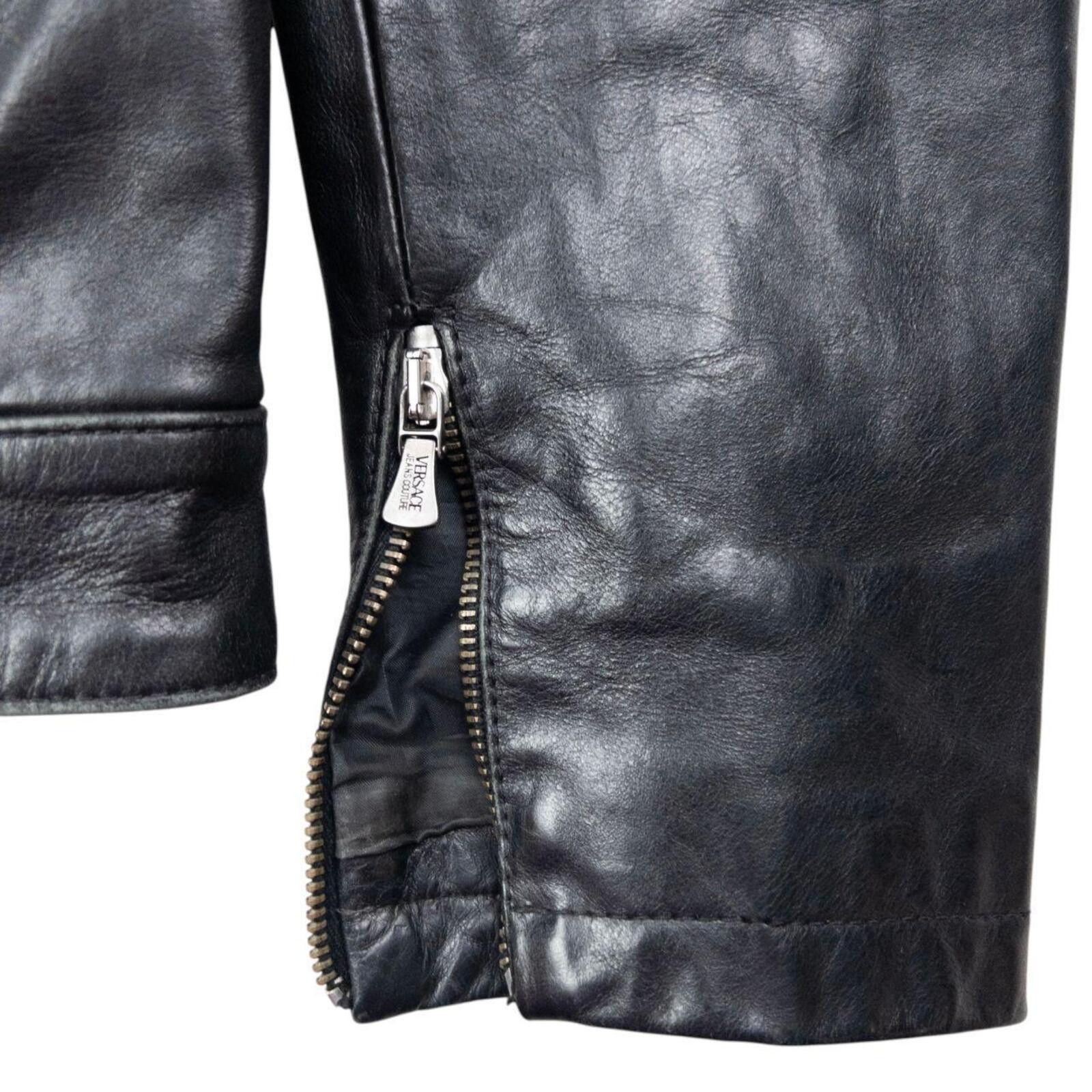 Versace Vintage 2000s Versace Jeans Couture Zip Up Leather Jacket SM Size US S / EU 44-46 / 1 - 6 Thumbnail