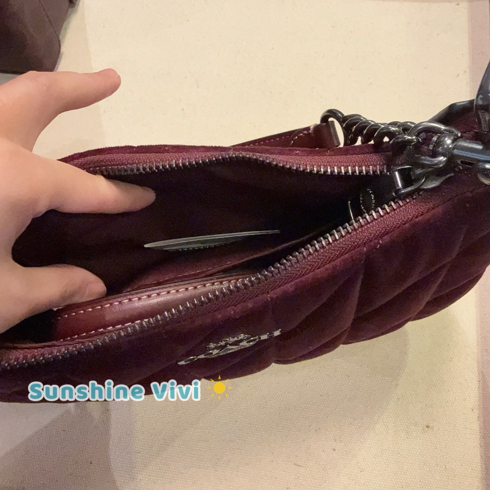 Coach NWT Coach Teri Shoulder Bag Quilting CCW70 Gunmetal/Burgundy Size ONE SIZE - 7 Thumbnail