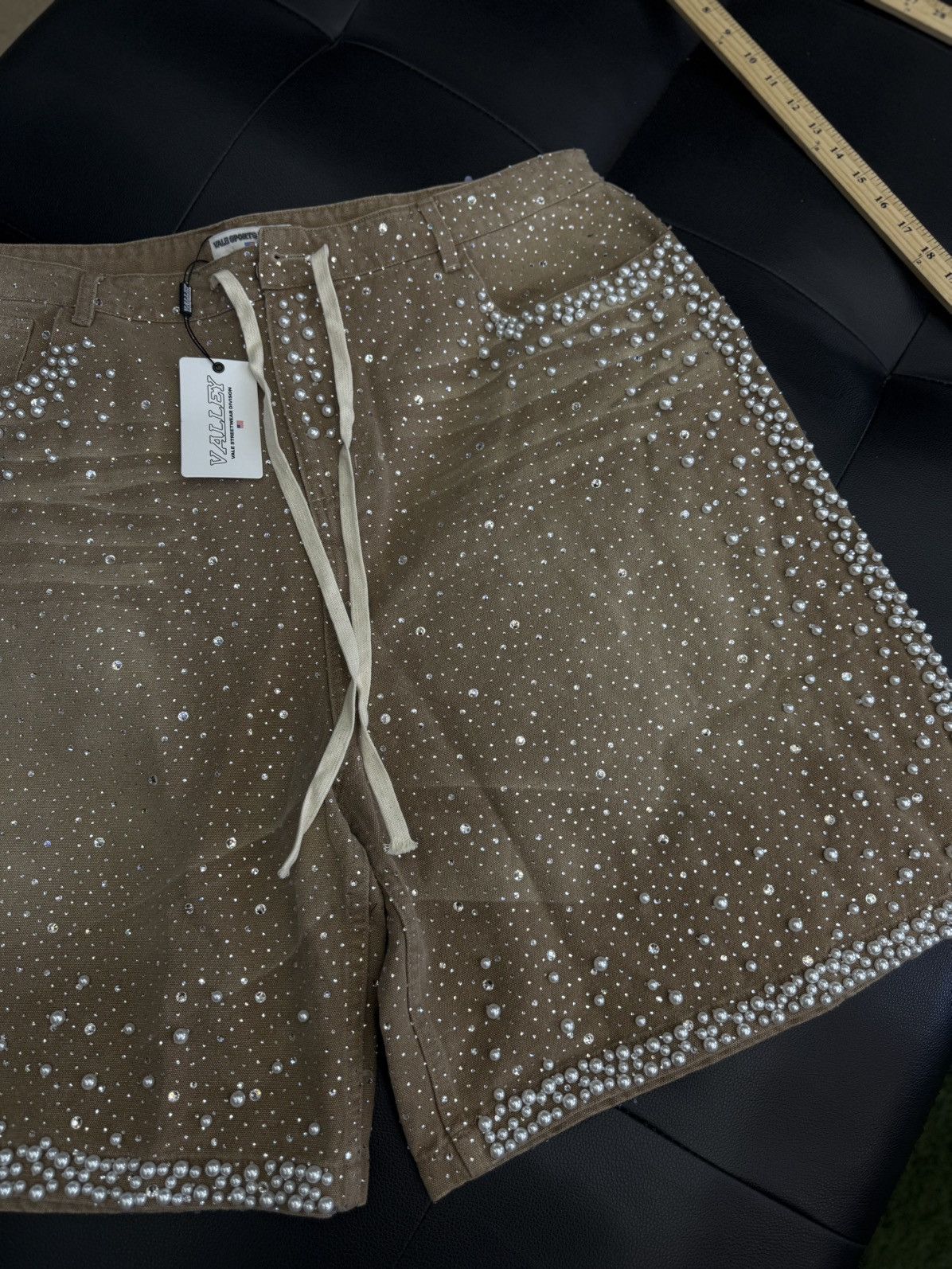 Vale Valley Rhinestone Crystal Shorts Denim Tan Size 38 Size US 38 / EU 54 - 3 Thumbnail