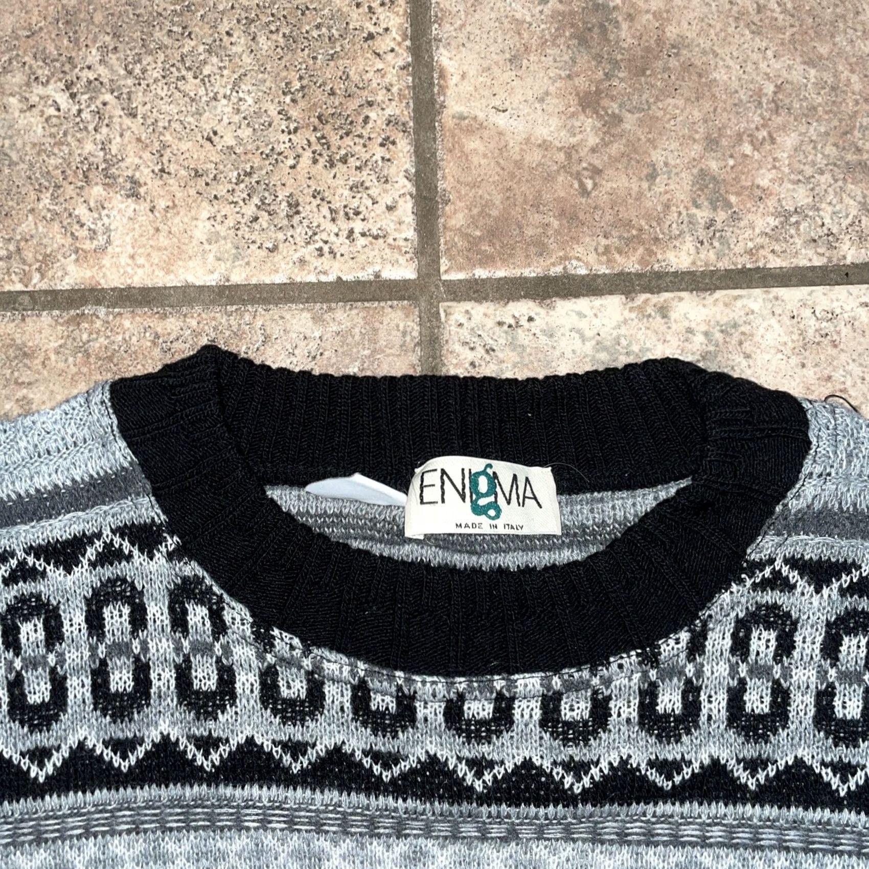 Vintage Enigma Grays geometric sweater mens Medium gray Size US M / EU 48-50 / 2 - 2 Thumbnail