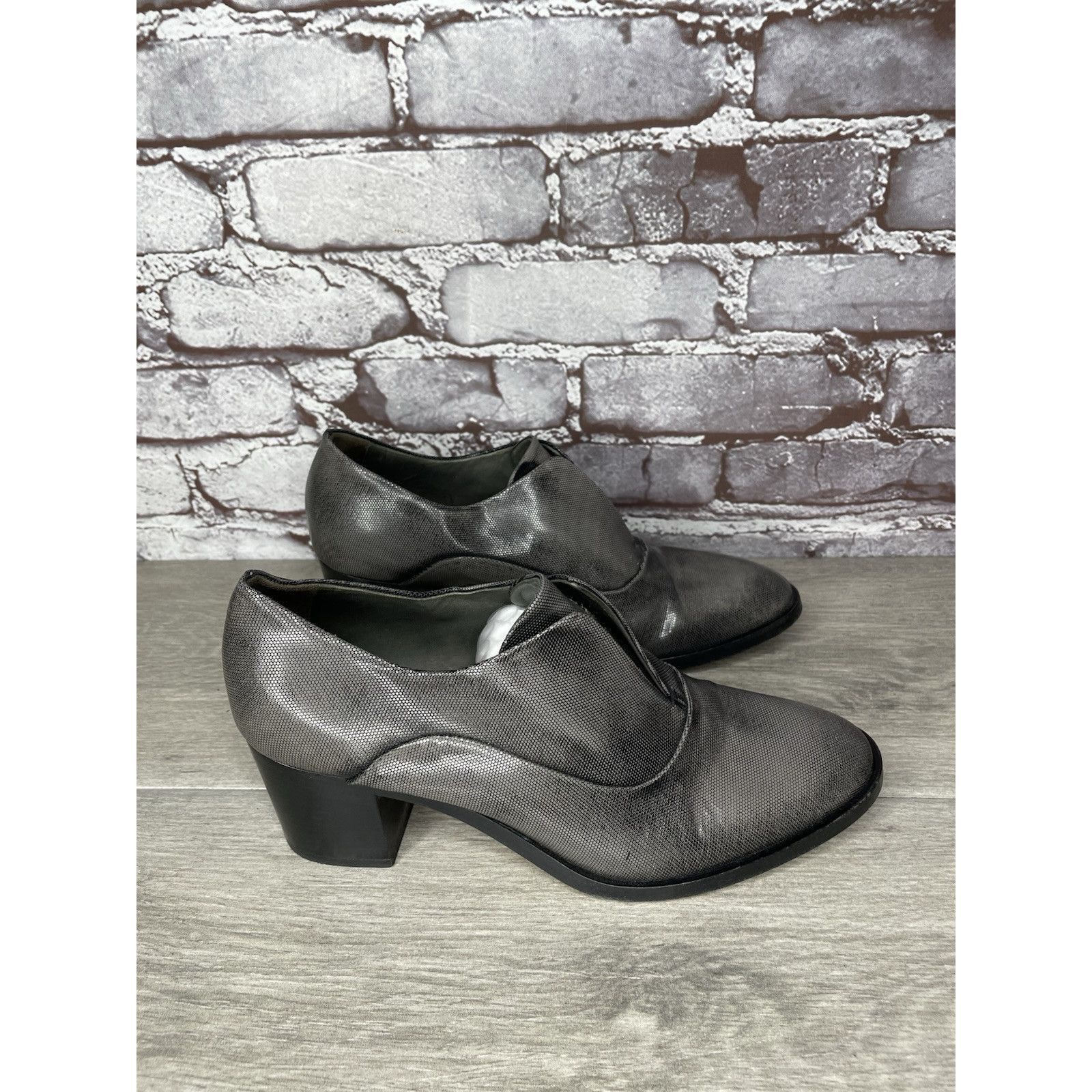 Other REED KRAKOFF Metal Gray Leather Slip On Loafer Heel Shoes Wo Size US 8 / IT 38 - 3 Thumbnail