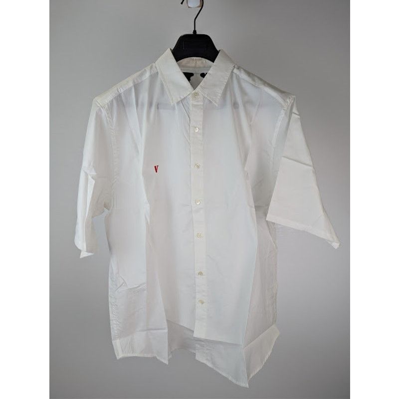 Vlone o1rshd1 V Logo Short-Sleeve Button-Up Shirt in White Size US XL / EU 56 / 4 - 2 Thumbnail