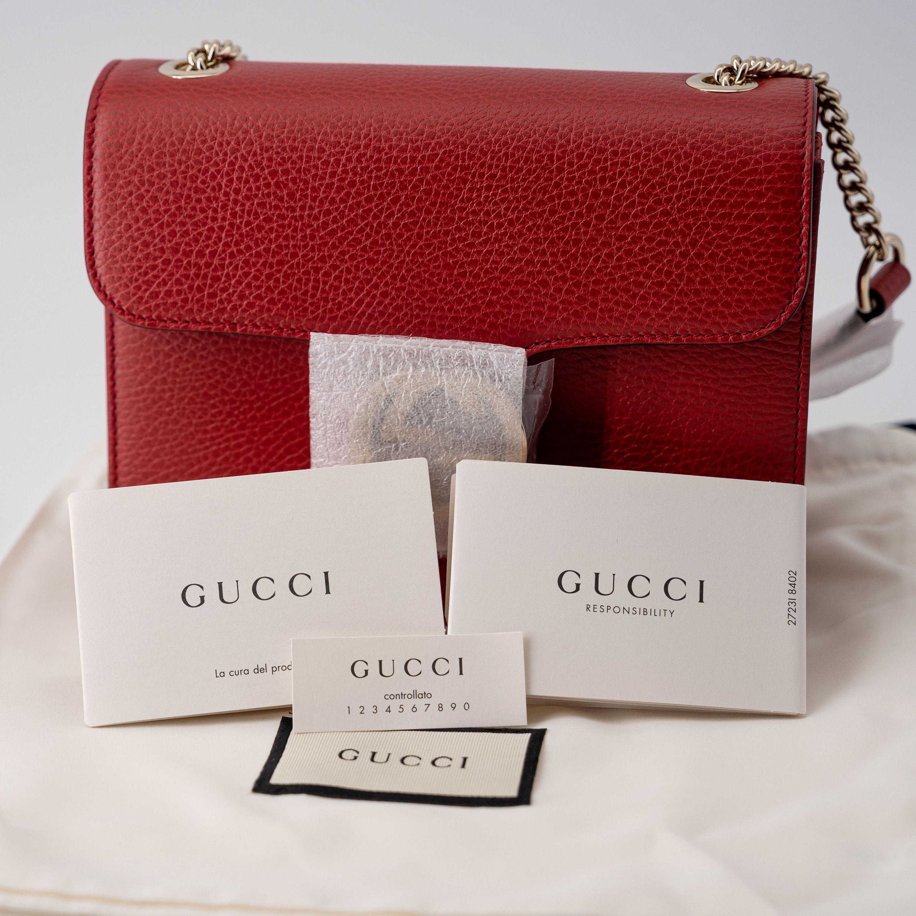Gucci Gucci GG Dollar Calf Red Chain Handbag Leather Bag Size ONE SIZE - 9 Thumbnail