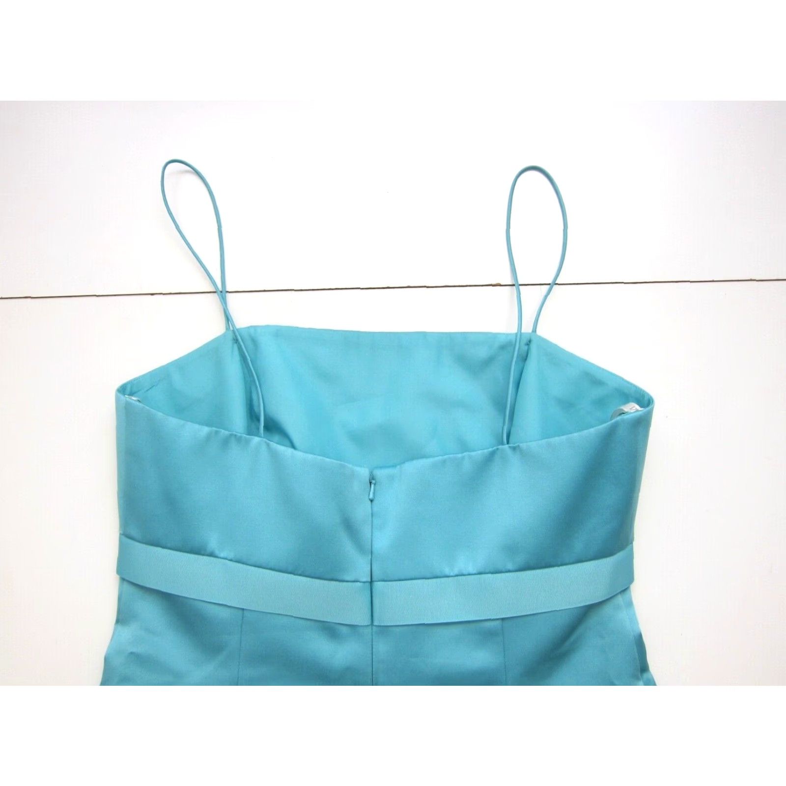Vintage VINTAGE David's Bridal Teal Satin Bow Spaghetti Strap Prom Wedding Party Bride Dress 10 Size L / US 10 / IT 46 - 5 Thumbnail