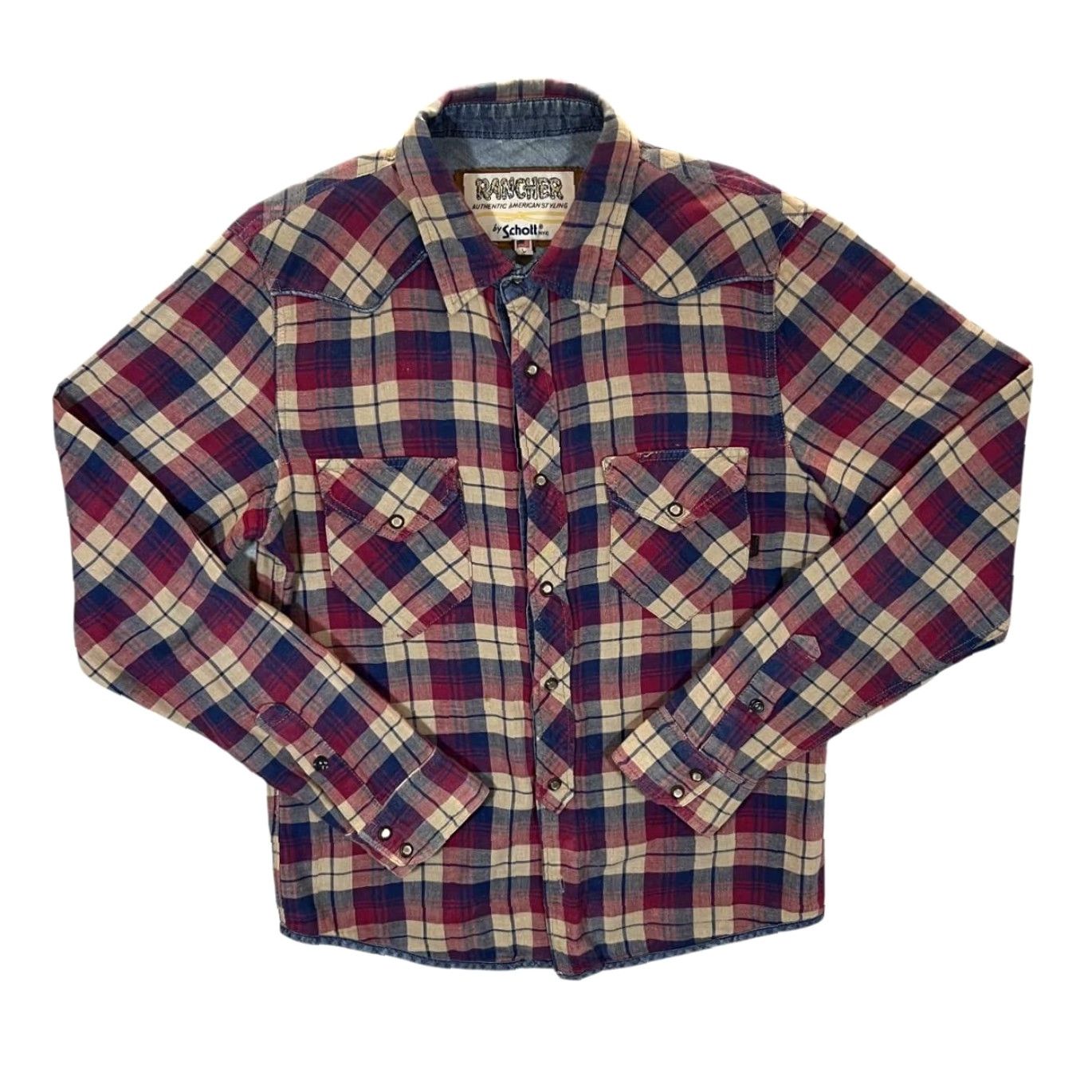Schott Vintage SCHOTT Rancher Western Plaid Pearl Snap Flannel Shirt Medium Size US M / EU 48-50 / 2 - 2 Thumbnail