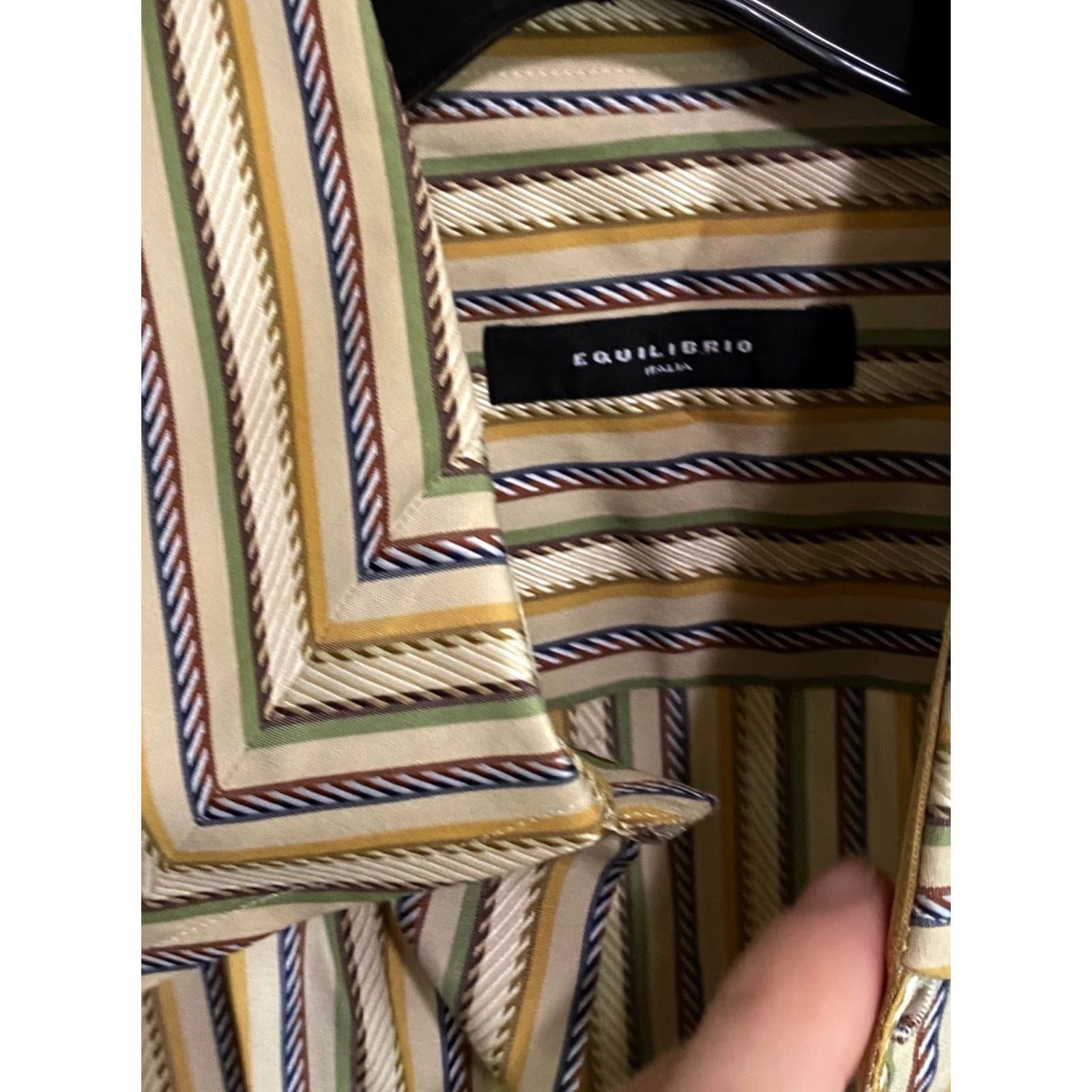 Vintage Equilibrio Stripe LONG SLEEVE SHIRT Large L 16.5 x 35/36 Mens Regular Button-Up XS? Size US L / EU 52-54 / 3 - 6 Thumbnail