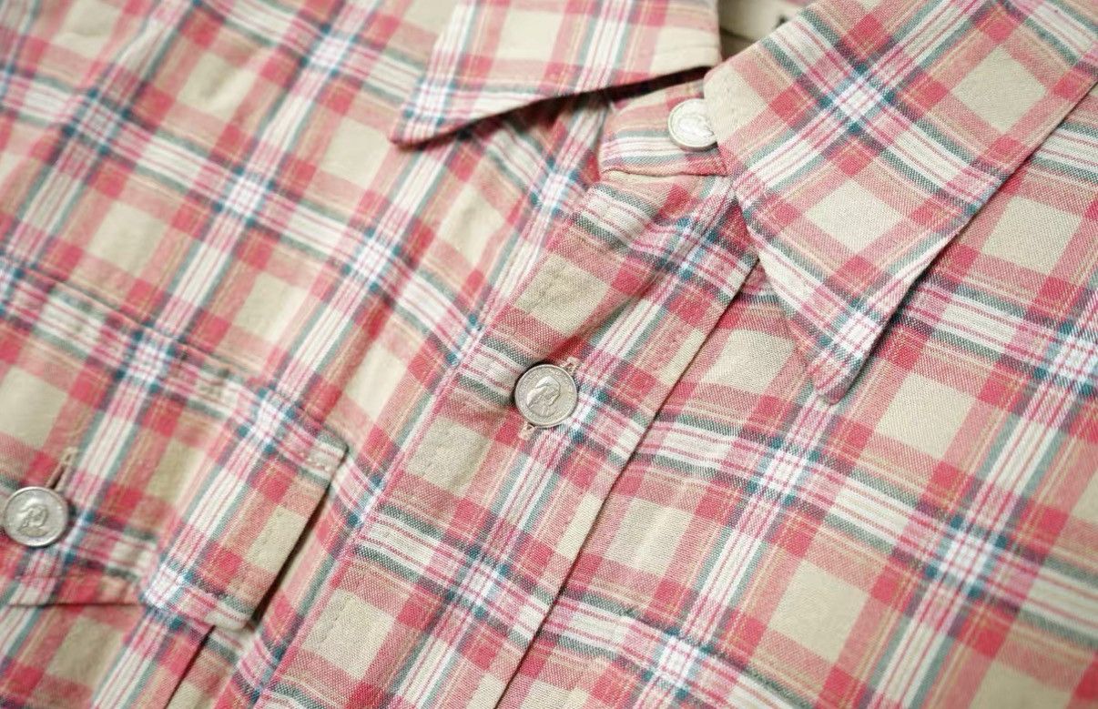 FACTOTUM Factotum Distressed Plaid Hammered Button Bell Sleeve Shirt Size US S / EU 44-46 / 1 - 6 Thumbnail