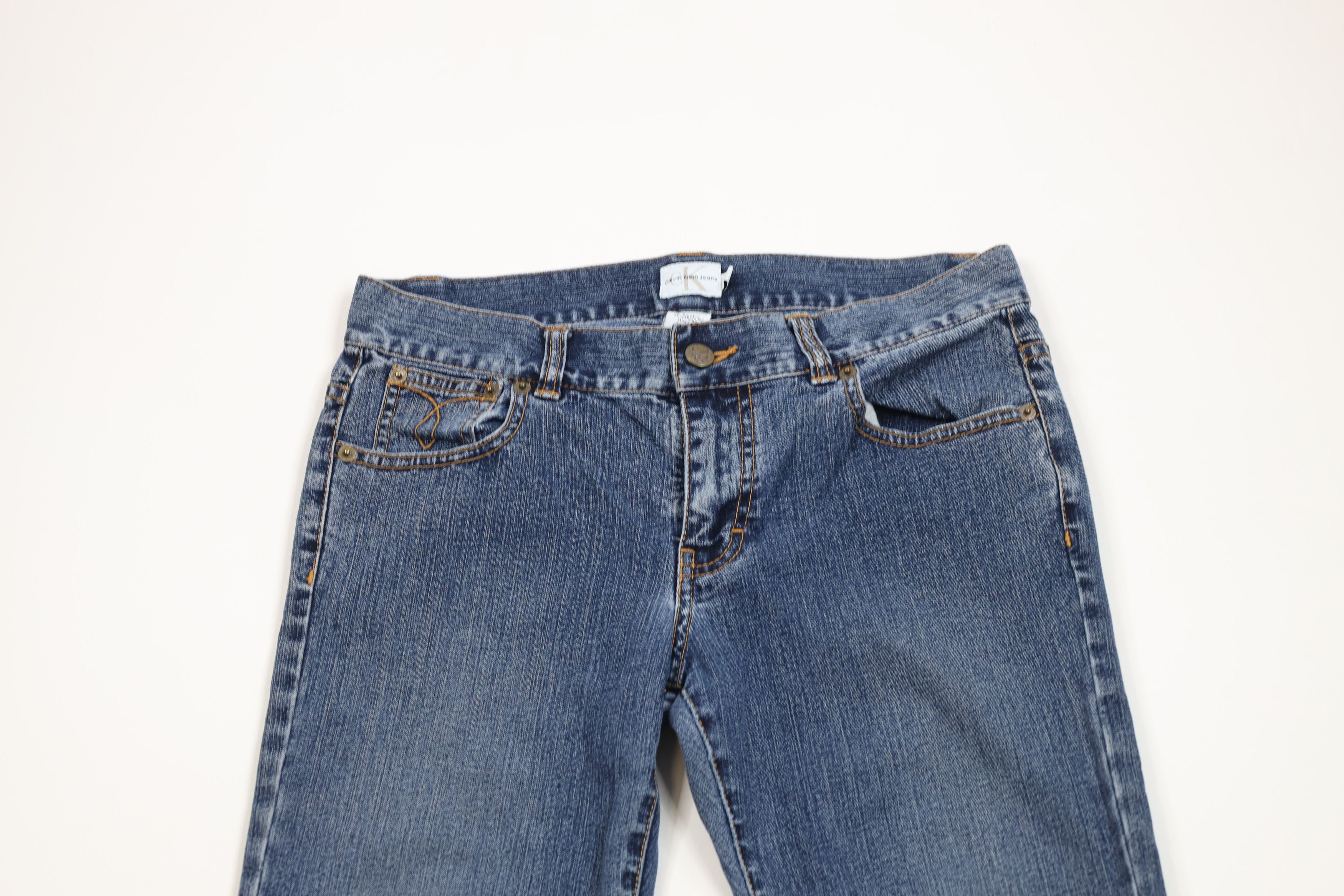 Calvin Klein × Vintage Vintage 90s Calvin Klein Wide Leg Bell Bottoms Denim Jeans Size 28" / US 6 / IT 42 - 2 Thumbnail