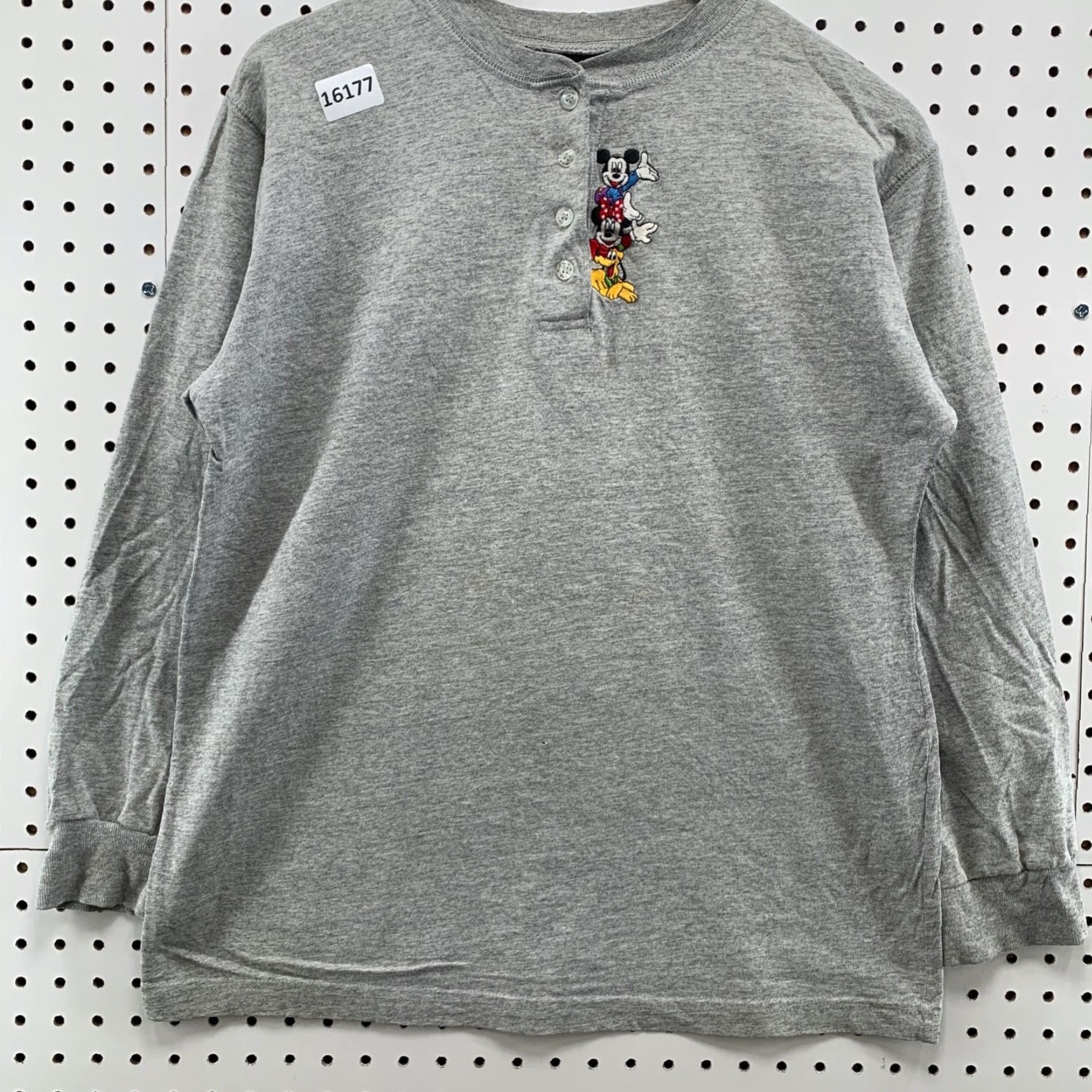 Mickey Unlimited Vintage Mickey Unlimited Henley Shirt Gray Long Sleeve Adult Medium Cartton TEE Size US M / EU 48-50 / 2 - 7 Thumbnail
