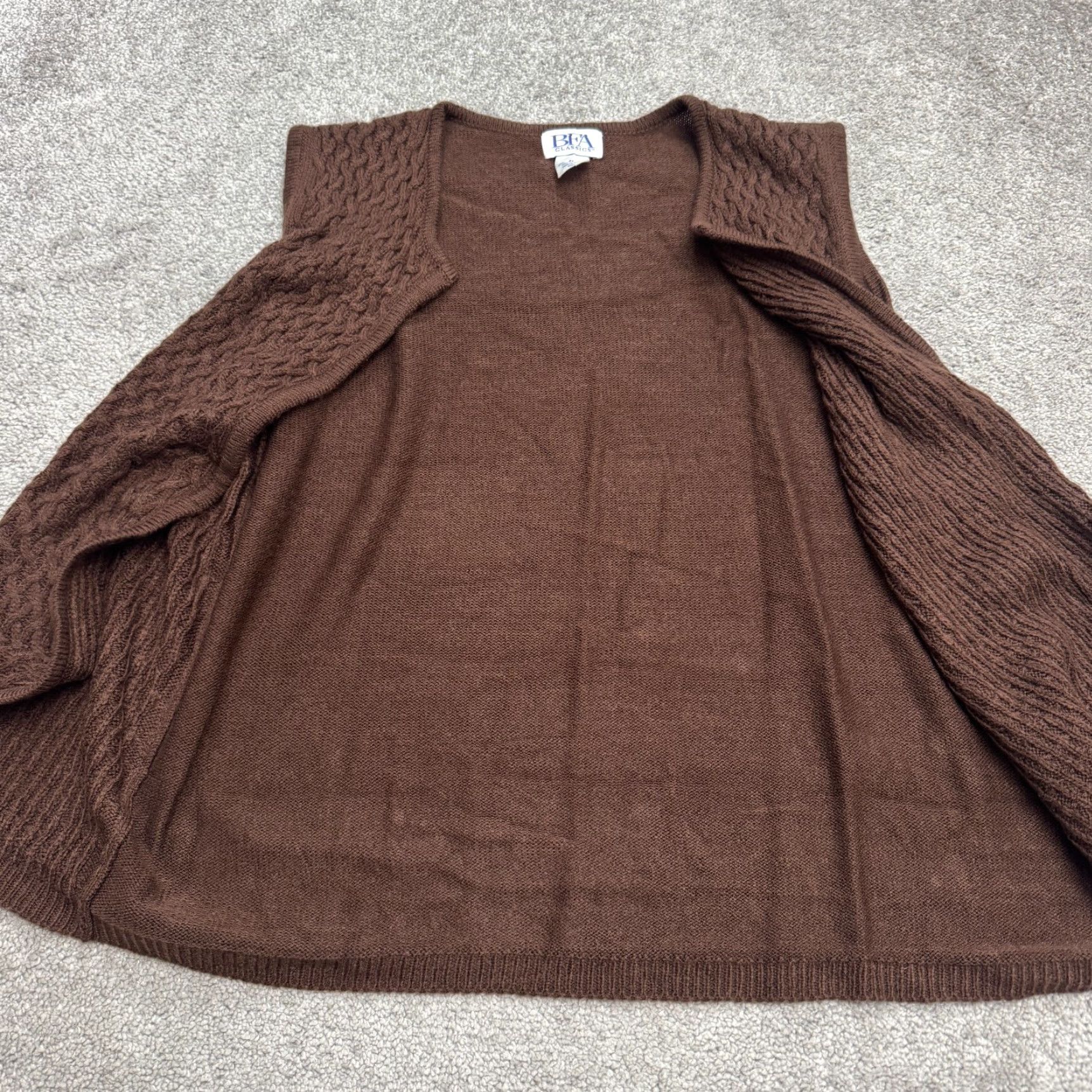 Vintage VINTAGE BFA Classic Vest Sweater Womens XL Brown Cable Knit Open Front Y2K 90s Size XL / US 12-14 / IT 48-50 - 4 Thumbnail