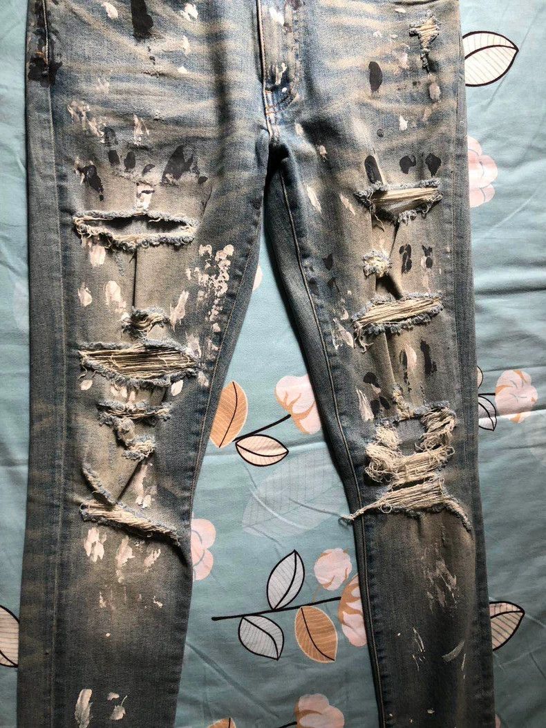 Amiri Amiri rare splashed blue diamond bottom jeans Size US 32 / EU 48 - 2 Thumbnail