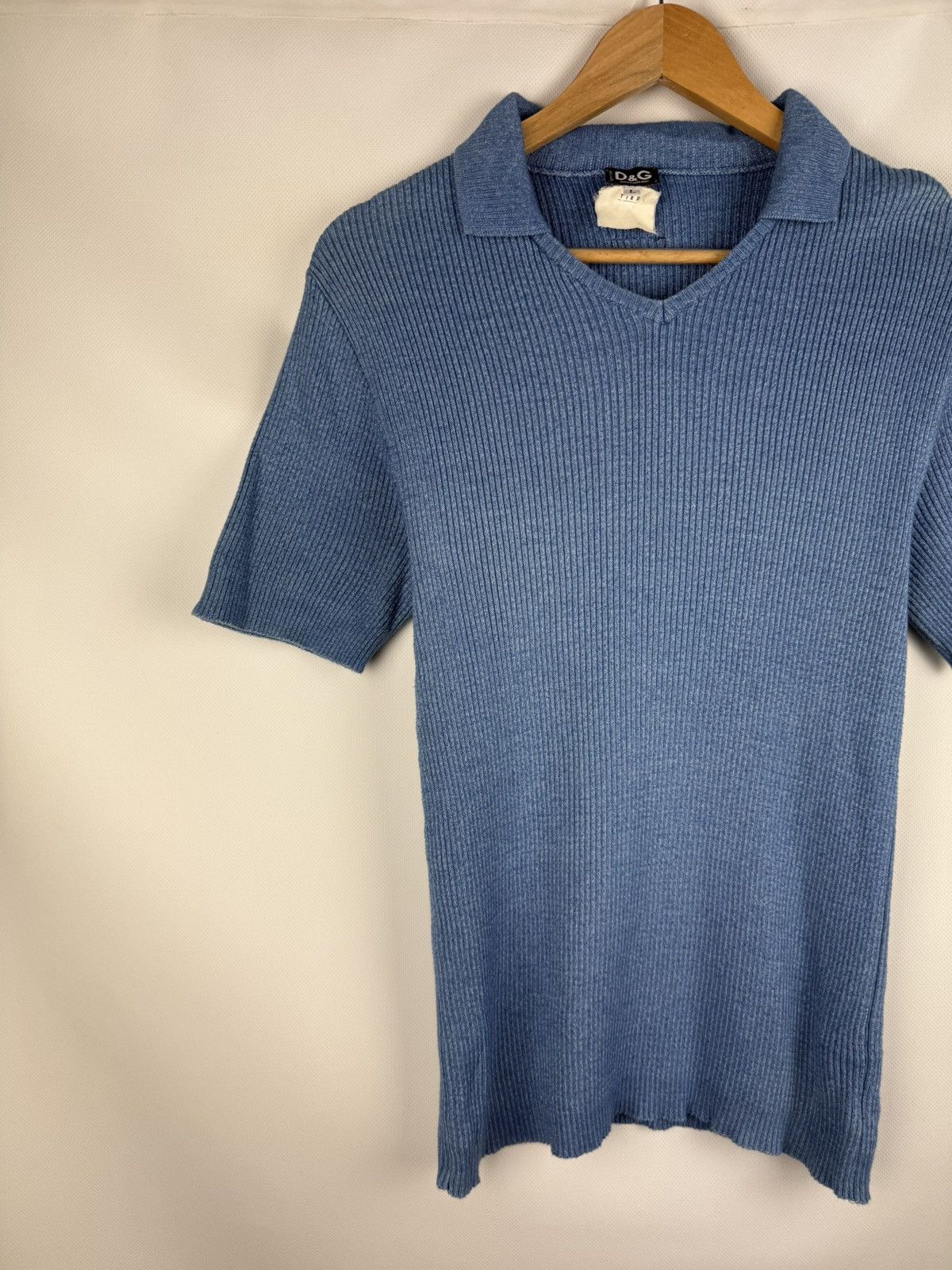 Dolce & Gabbana D&G Dolce & Gabbana Vintage S/s Knitted Rib Polo T Shirt Size US L / EU 52-54 / 3 - 2 Thumbnail