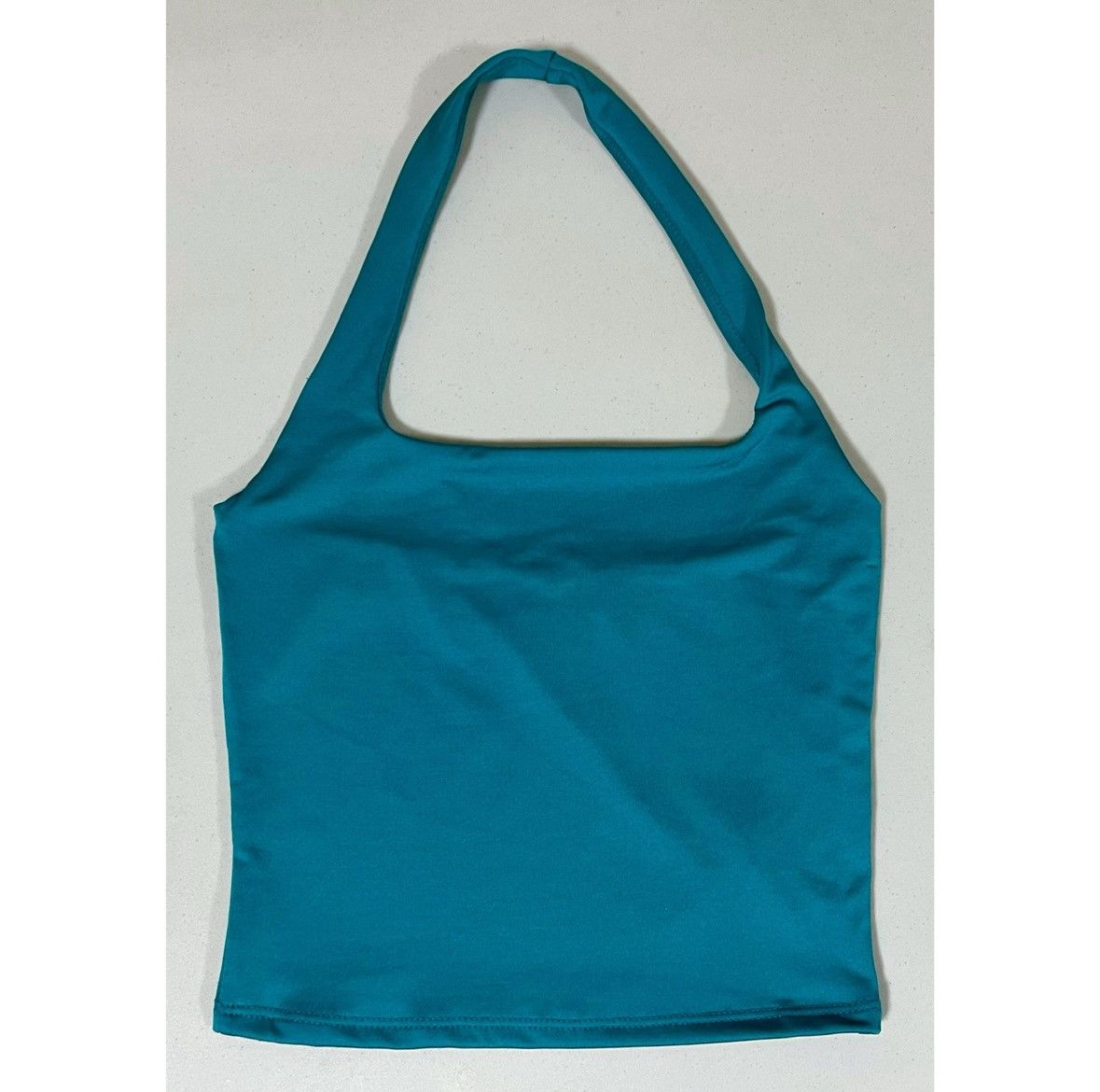 Vintage Teal Blue Solid Square-Neck Halter Top Shirt Blouse Size S ✨ Size S / US 4 / IT 40 - 3 Thumbnail