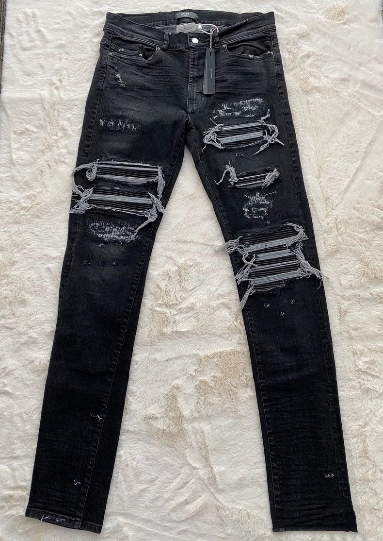 Amiri Out-of-print 15OG first year gray leather MX1 jeans