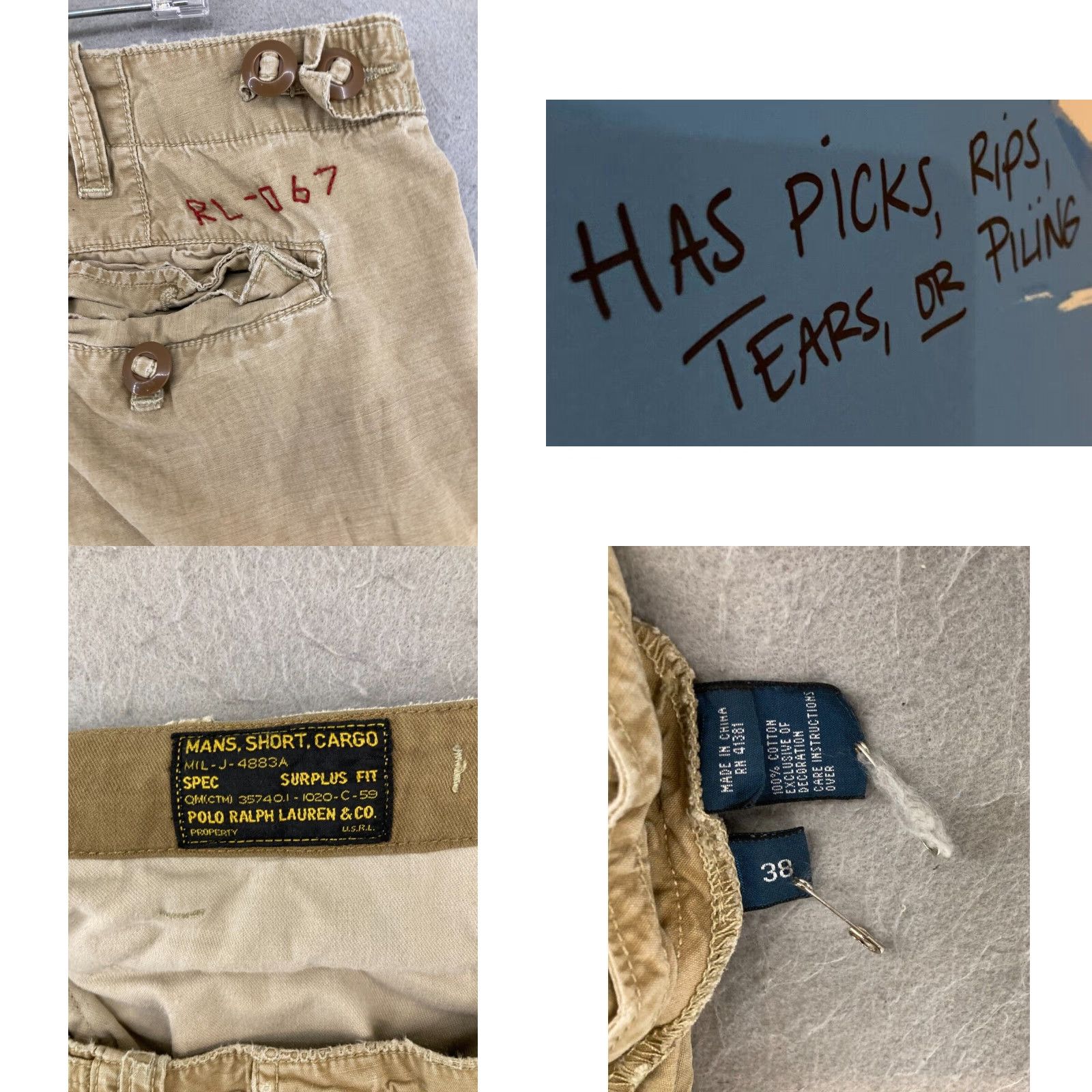 Polo Ralph Lauren Polo Ralph Lauren Cargo Shorts Khaki Surplus Fit Mens 38 Beige Cotton Flat Front Pocket Logo Casual American Outdoor 90s (if applicable) Mens Size US M / EU 48-50 / 2 - 8 Thumbnail