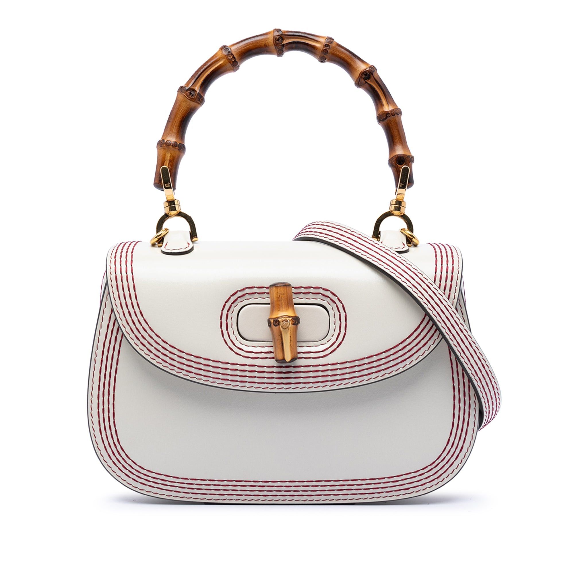 Gucci Small Calfskin Stitched Bamboo 1947 Top Handle Bag Size ONE SIZE - 1 Thumbnail