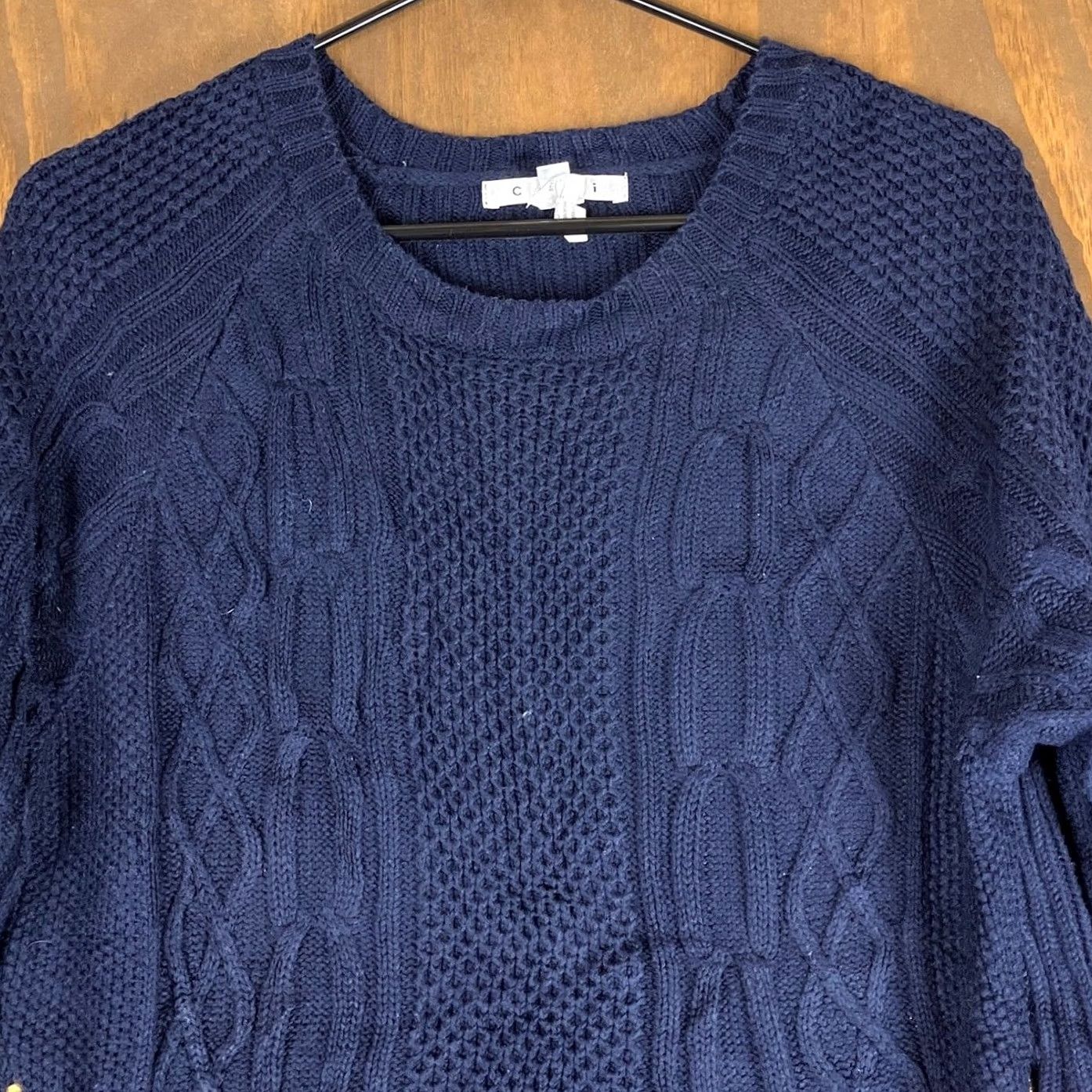 Vintage CAbi Sweater Navy Blue Gold Zippers Cable Knit Pullover Medium Womens Pullover Knit Crew Neck Long Sleeve Casual Workwear ModerM Size M / US 6-8 / IT 42-44 - 2 Thumbnail
