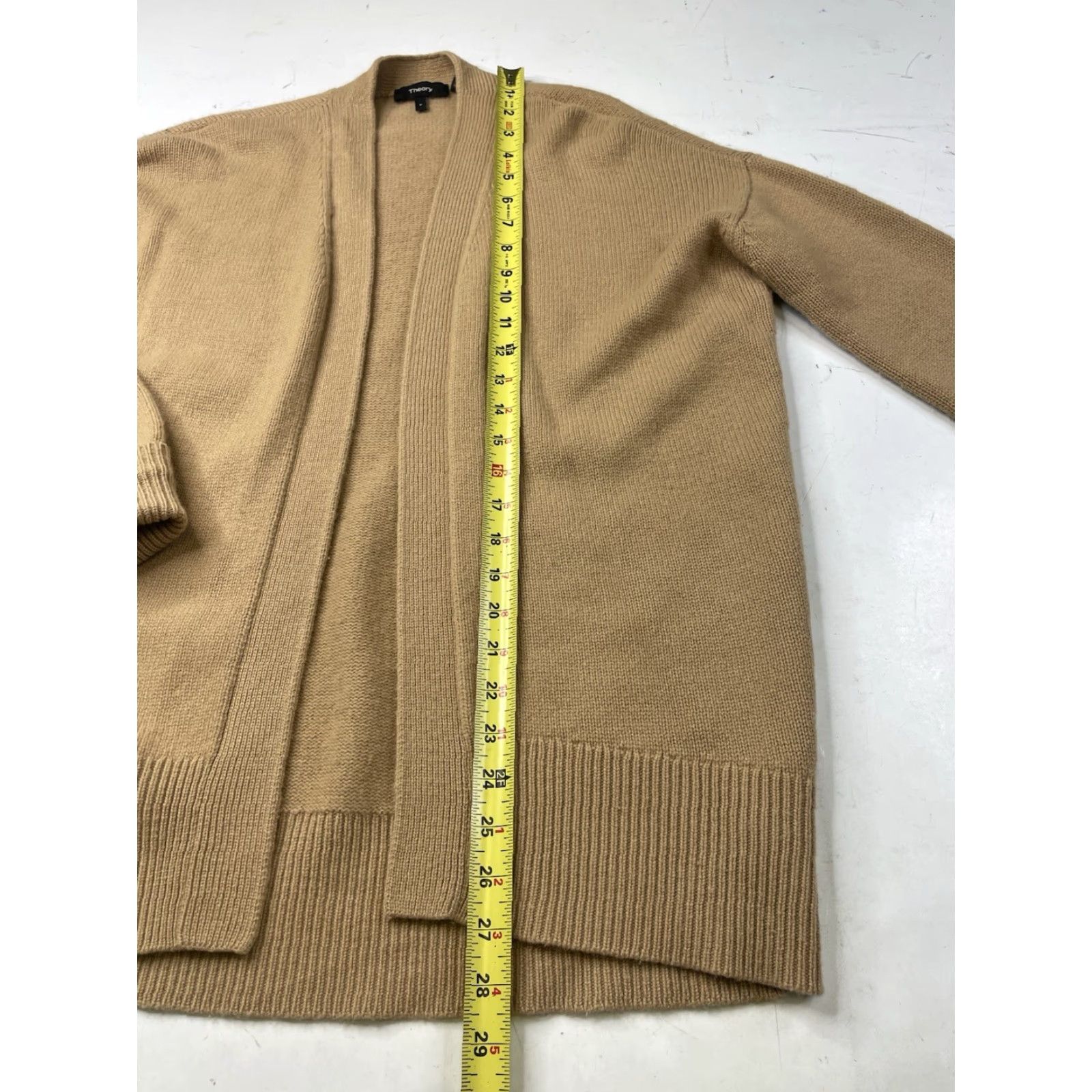 Theory THEORY Cardigan Sweater Open Front Oversized 100% Cashmere Beige Petite Women Long Sleeve Knit Size S / US 4 / IT 40 - 6 Thumbnail