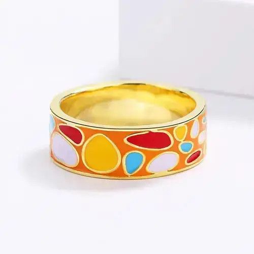Jewelry Creative Handmade Enamel Epoxy Irregular Ring Size ONE SIZE - 2 Thumbnail
