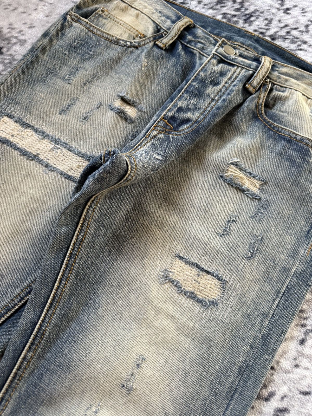 Japanese Brand Mnml Boro Distressed Repaired Skinny Jeans Size US 30 / EU 46 - 6 Thumbnail