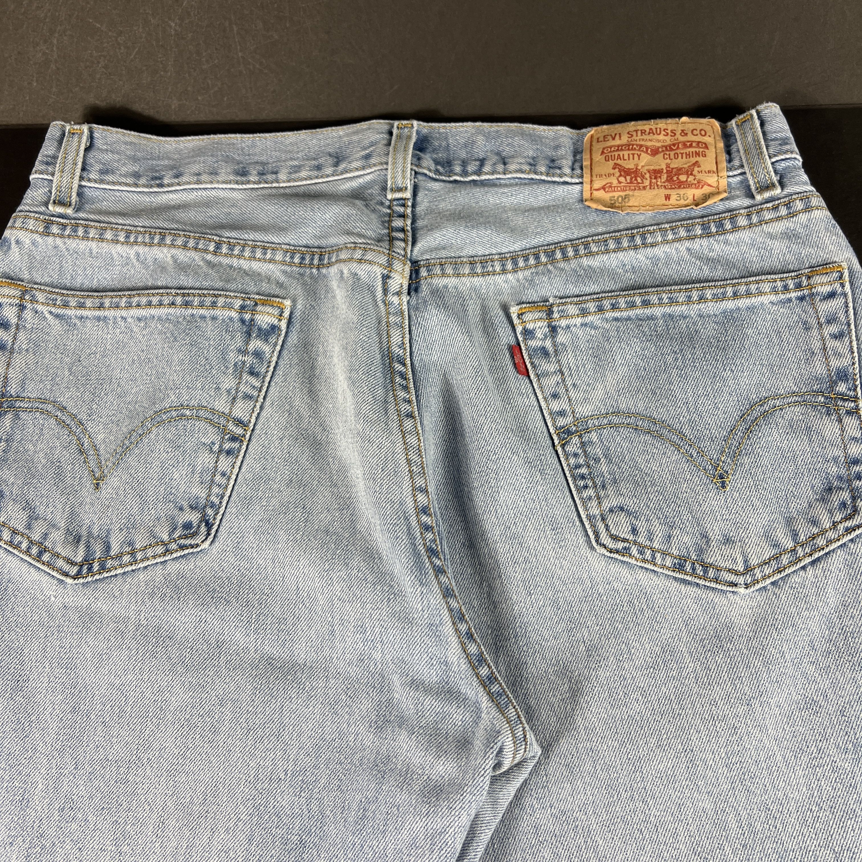 Levi's × Vintage Y2K Levi's Jeans 505 Straight Blue Faded Thrashed Denim Size US 36 / EU 52 - 13 Thumbnail