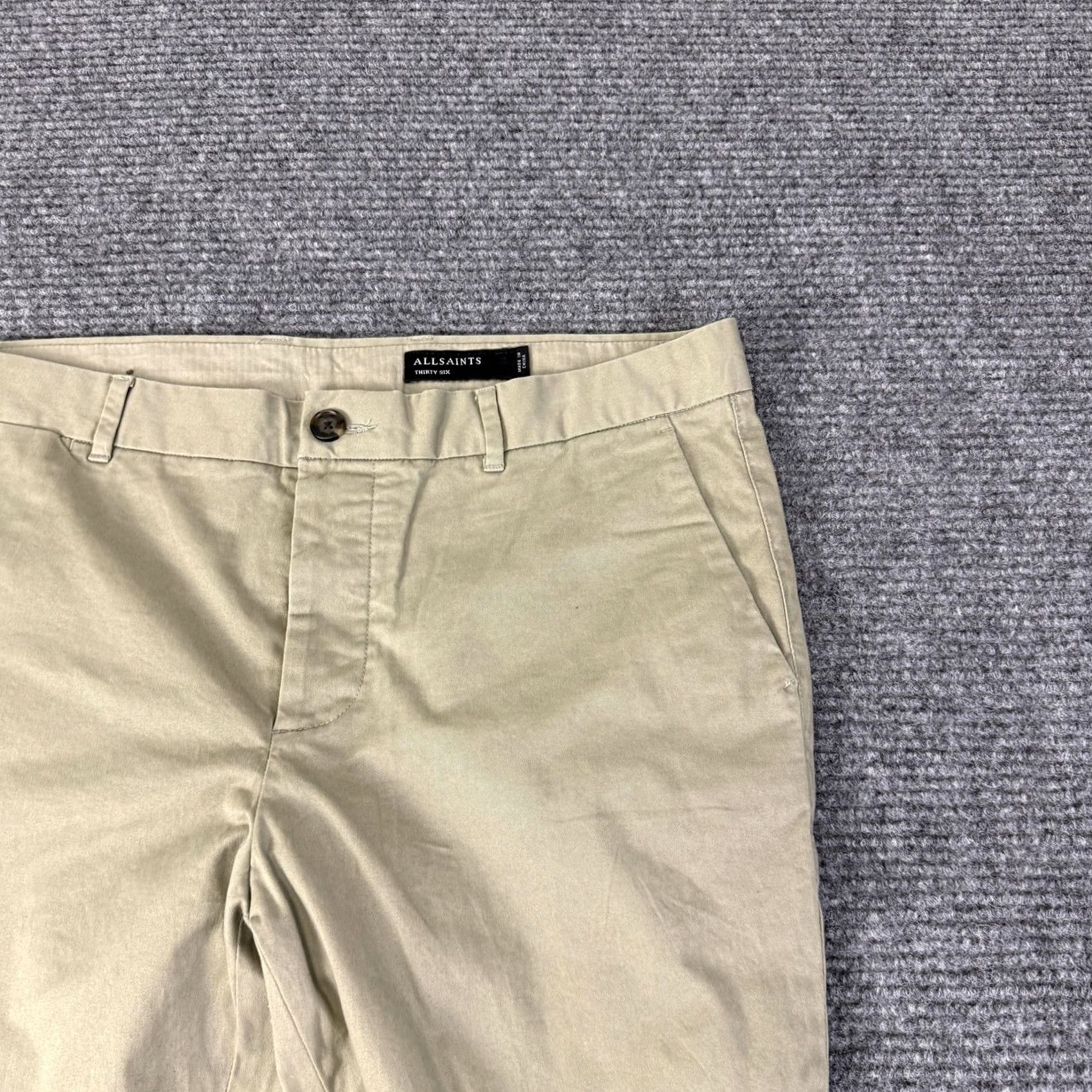 Allsaints AllSaints Mens 36x31 Beige Park Chino Straight Leg Stretch Casual Khaki Pants Size US 36 / EU 52 - 3 Thumbnail