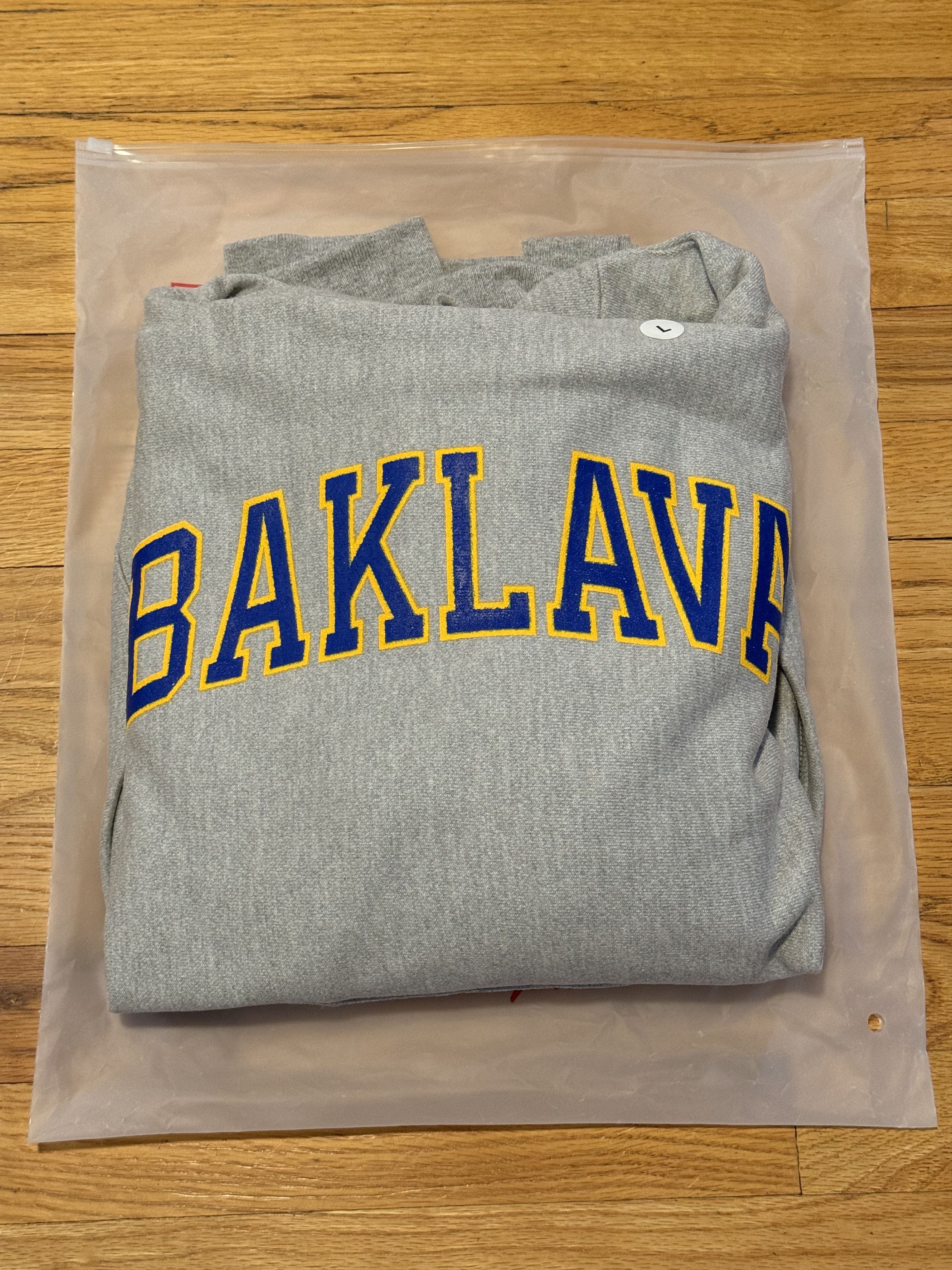 Action Bronson Blue Chips University "BAKLAVA" Champion Reverse Weave Hood Size US L / EU 52-54 / 3 - 4 Thumbnail