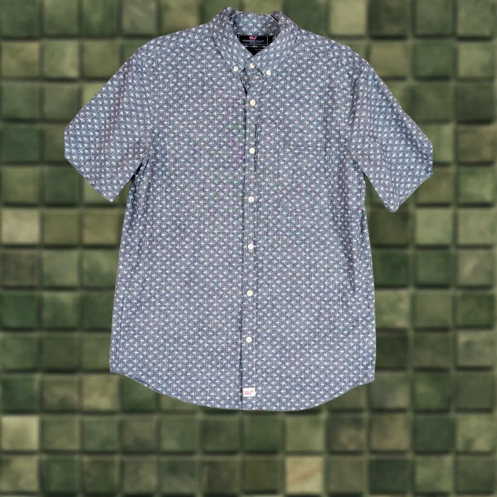 Vineyard Vines Vineyard Vines Murray Shirt Mens M Blue Slim Fit Short Sleeve Navy Fish Graphic Print Button-Up Beachwear Size US M / EU 48-50 / 2 - 1 Thumbnail