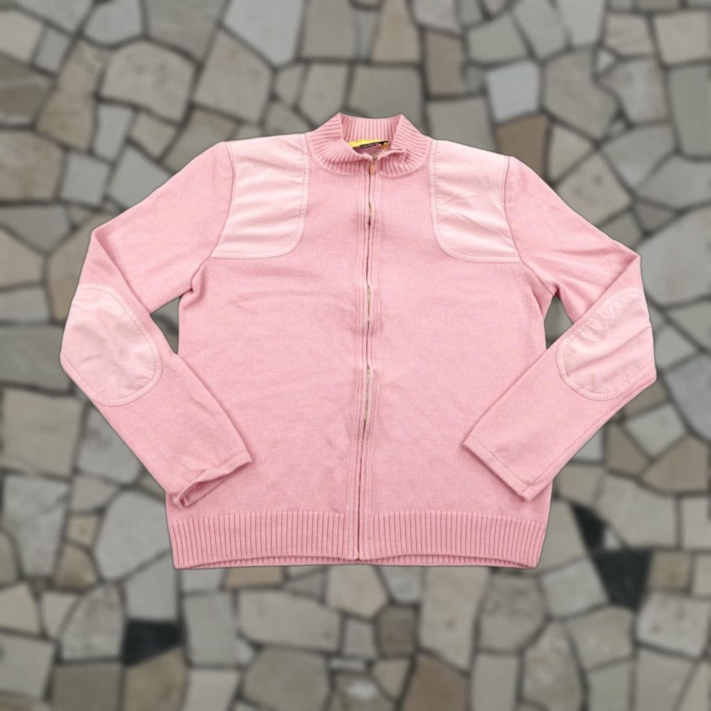 St. John St John Sweater Womens Small Pink Wool Blend Zip Jacket Elbow Patches Cardigan Size S / US 4 / IT 40 - 1 Thumbnail