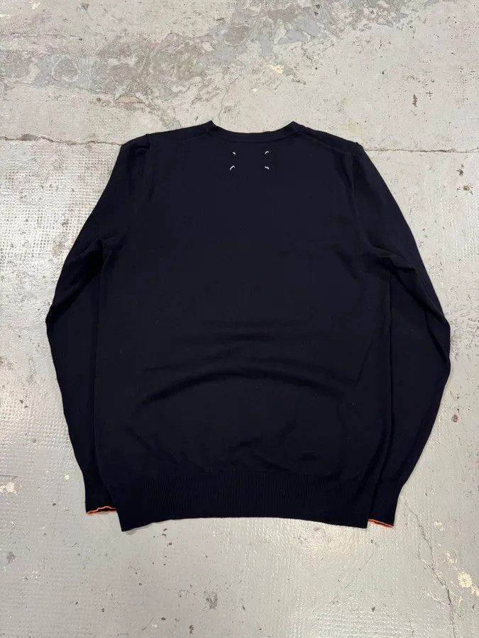 Designer × Maison Margiela × Vintage SS2016 Maison Margiela Navy Lined Signature Sweater Size US L / EU 52-54 / 3 - 4 Thumbnail