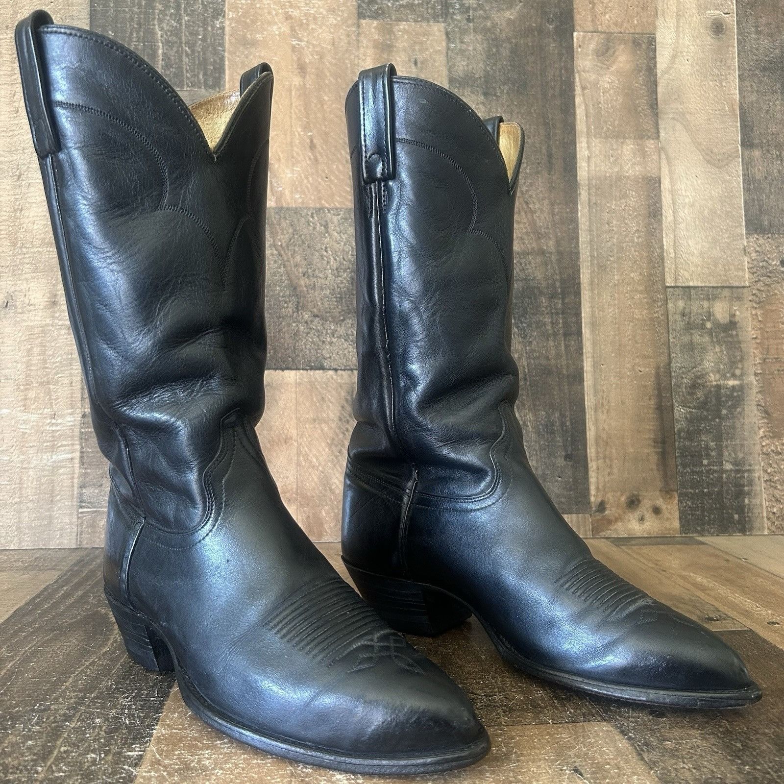 Vintage J Chisholm Vintage Classic Black Cowboy Boots Mens 8.5 D Size US 8.5 / EU 41-42 - 3 Thumbnail