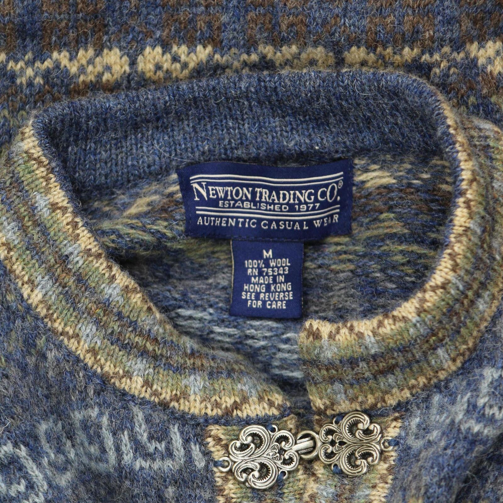 Designer Newton Trading Hook Geometric Cardigan Sweater Blue Multi M Size M / US 6-8 / IT 42-44 - 3 Thumbnail