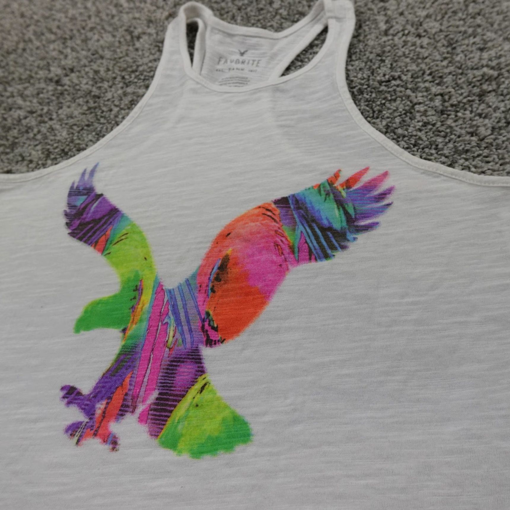 American Eagle Outfitters American Eagle Outfitters Shirt Womens XS White Tie Dye Graphic Logo Racerback Tank Top Tee Size XS / US 0-2 / IT 36-38 - 2 Thumbnail