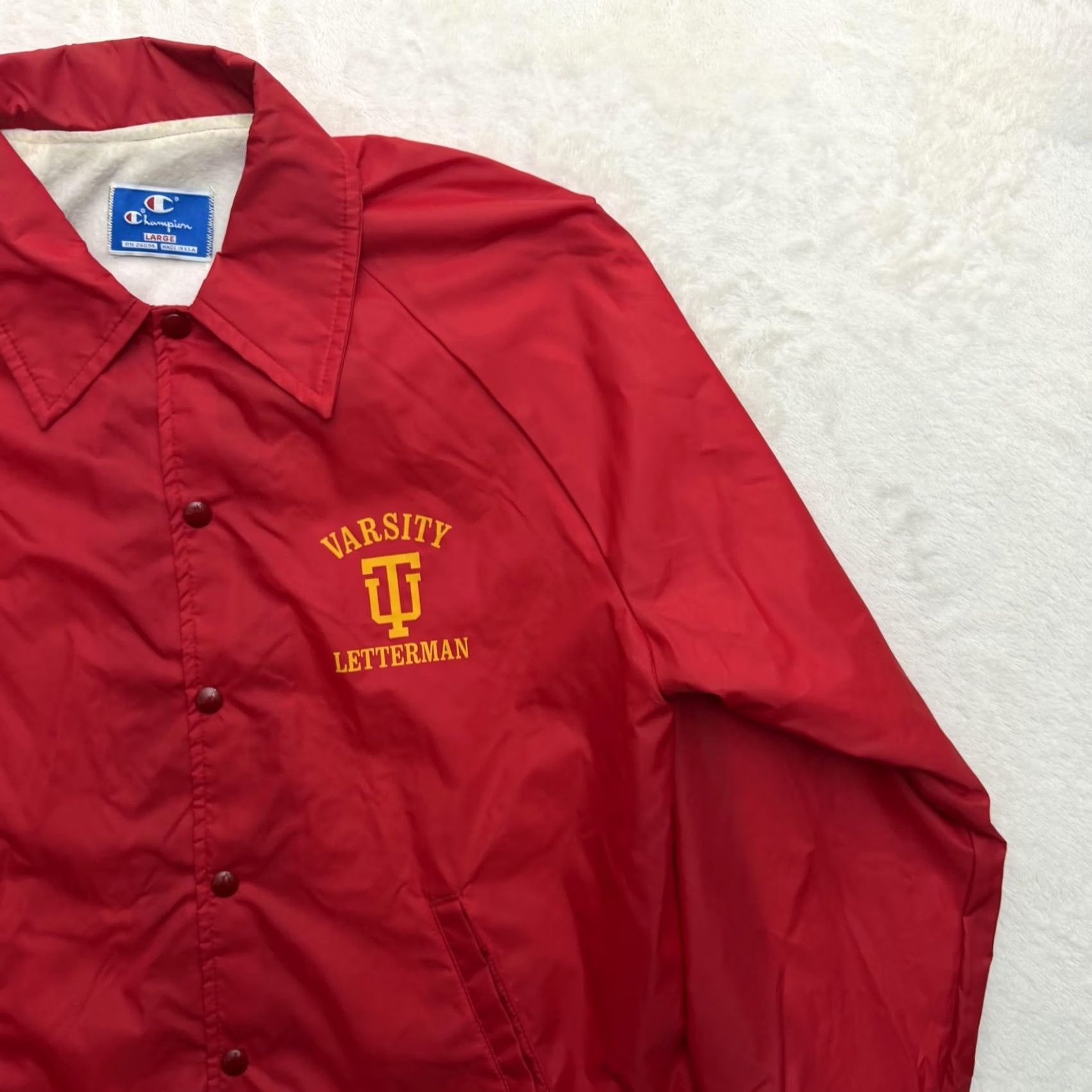 Champion VINTAGE Champion IU Varsity Letterman Jacket Mens Large Red Windbreaker USA Size US L / EU 52-54 / 3 - 4 Thumbnail