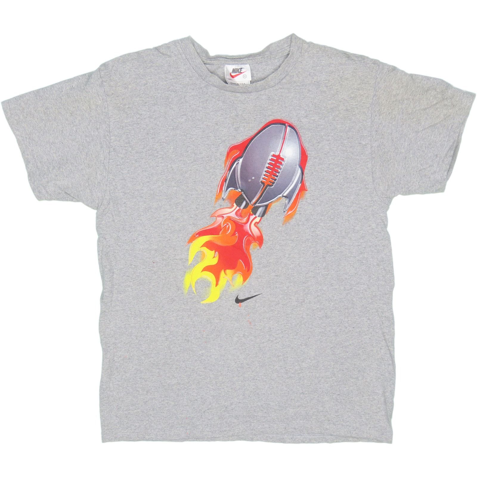 Nike Vintage Nike Football Spaceship Rocket Fire Flames T Shirt Size US S / EU 44-46 / 1 - 1 Thumbnail