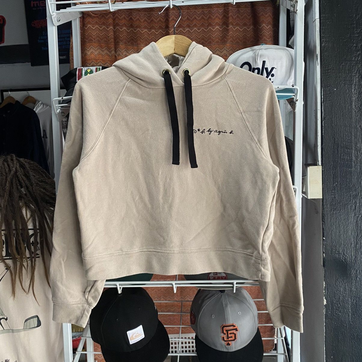 agnes b. To b. by agnès b. Beige Cropped Hoodie Sweatshirt Size S / US 4 / IT 40 - 1 Thumbnail
