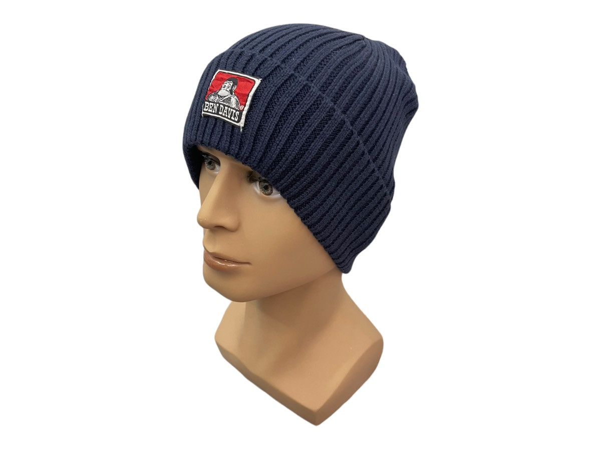 Ben Davis Ben Davis Navy Blue Ribbed Knit Beanie - Gorilla Logo Size ONE SIZE - 3 Thumbnail