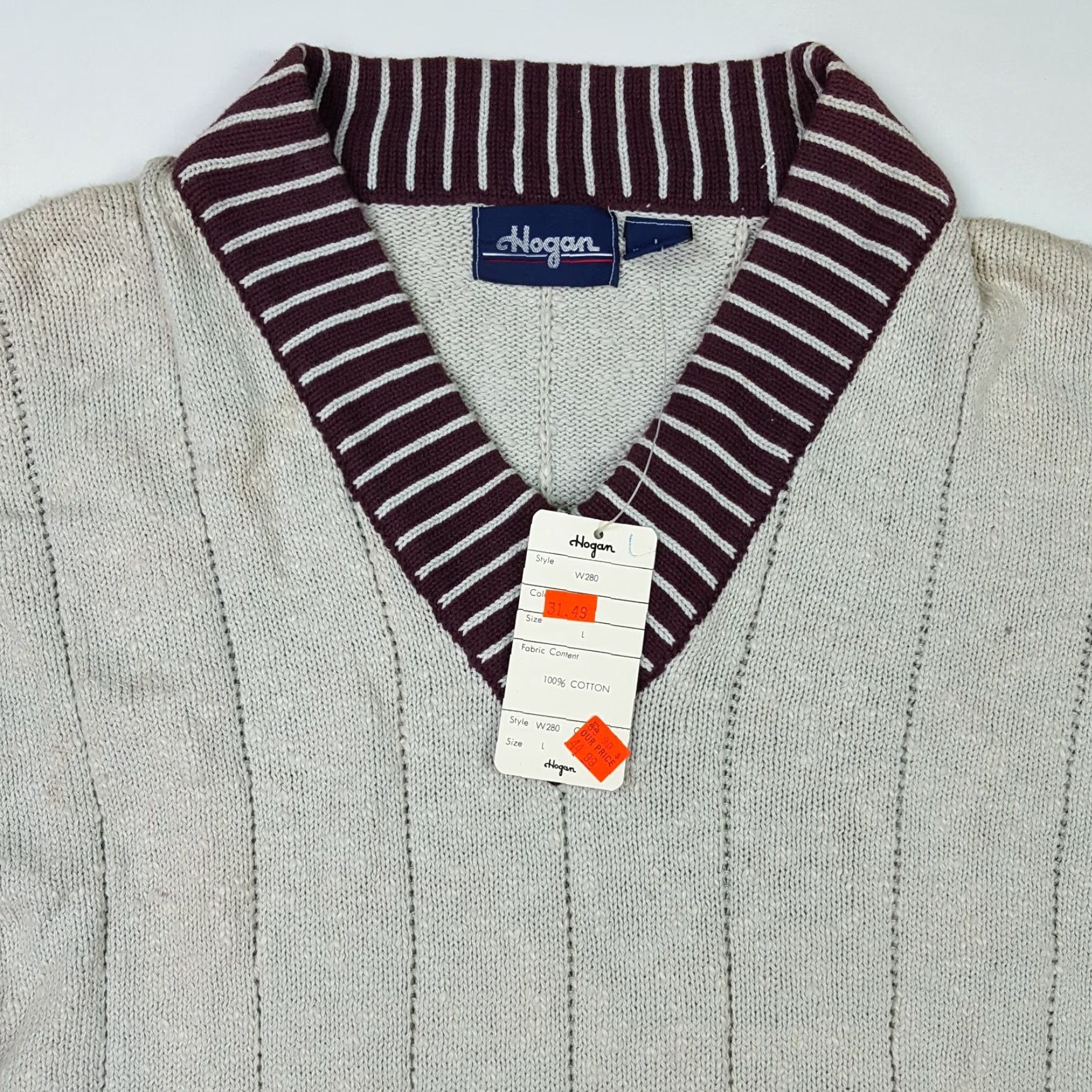 Hogan VINTAGE Hogan Gray Knit Pullover Sweater Shirt Men M Cotton V-Neck 80s Preppy Fall Winter Retro College Casual Mens Size US M / EU 48-50 / 2 - 2 Thumbnail
