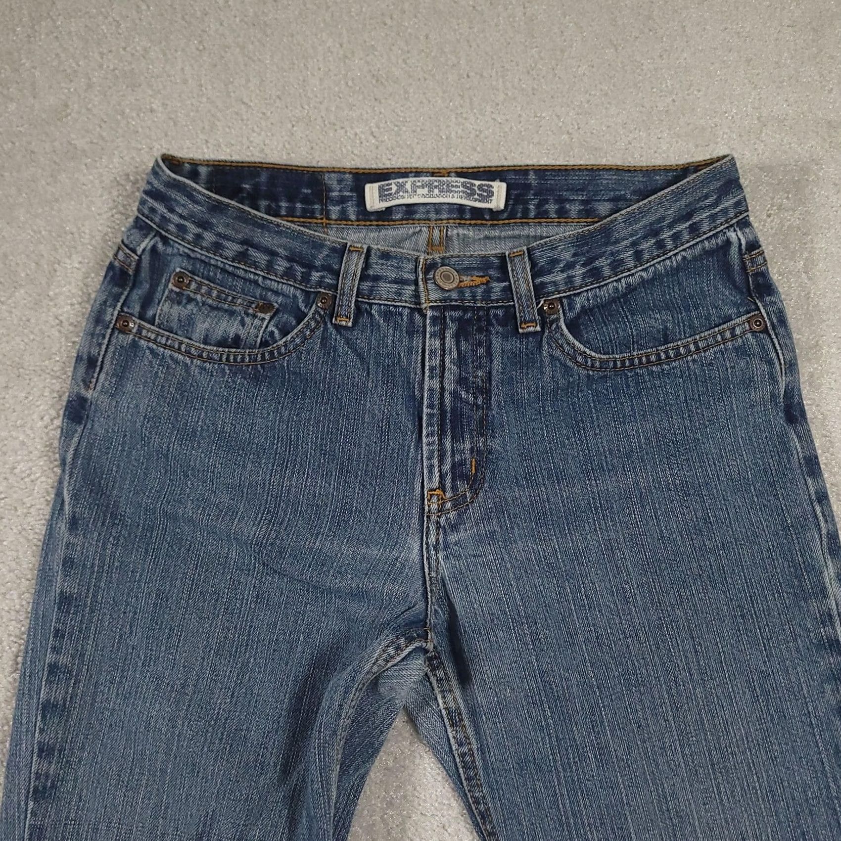 Express Express Jeans Womens 8 Blue Denim Bootcut Mid Rise Precision Fit R&D Patch Logo Shirt/Jeans Womens Medium Blue 90s/2000s Style Size 30" / US 8 / IT 44 - 3 Thumbnail