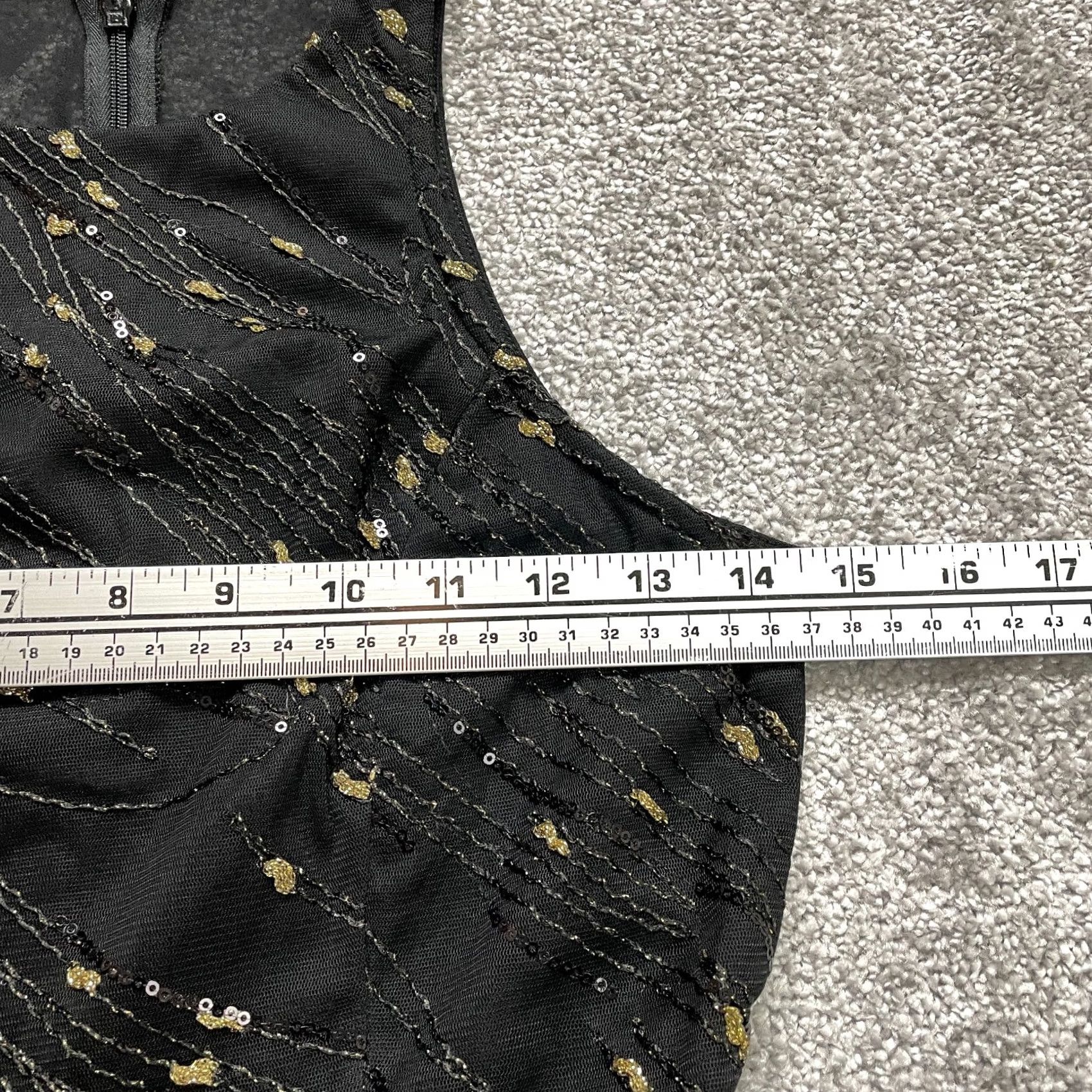 BCBGeneration BCBGMAXAZRIA A-Line Dress Womens 4 Black with Gold Flecks Sequins Midi Zip Up VINTAGE No Size S / US 4 / IT 40 - 5 Thumbnail