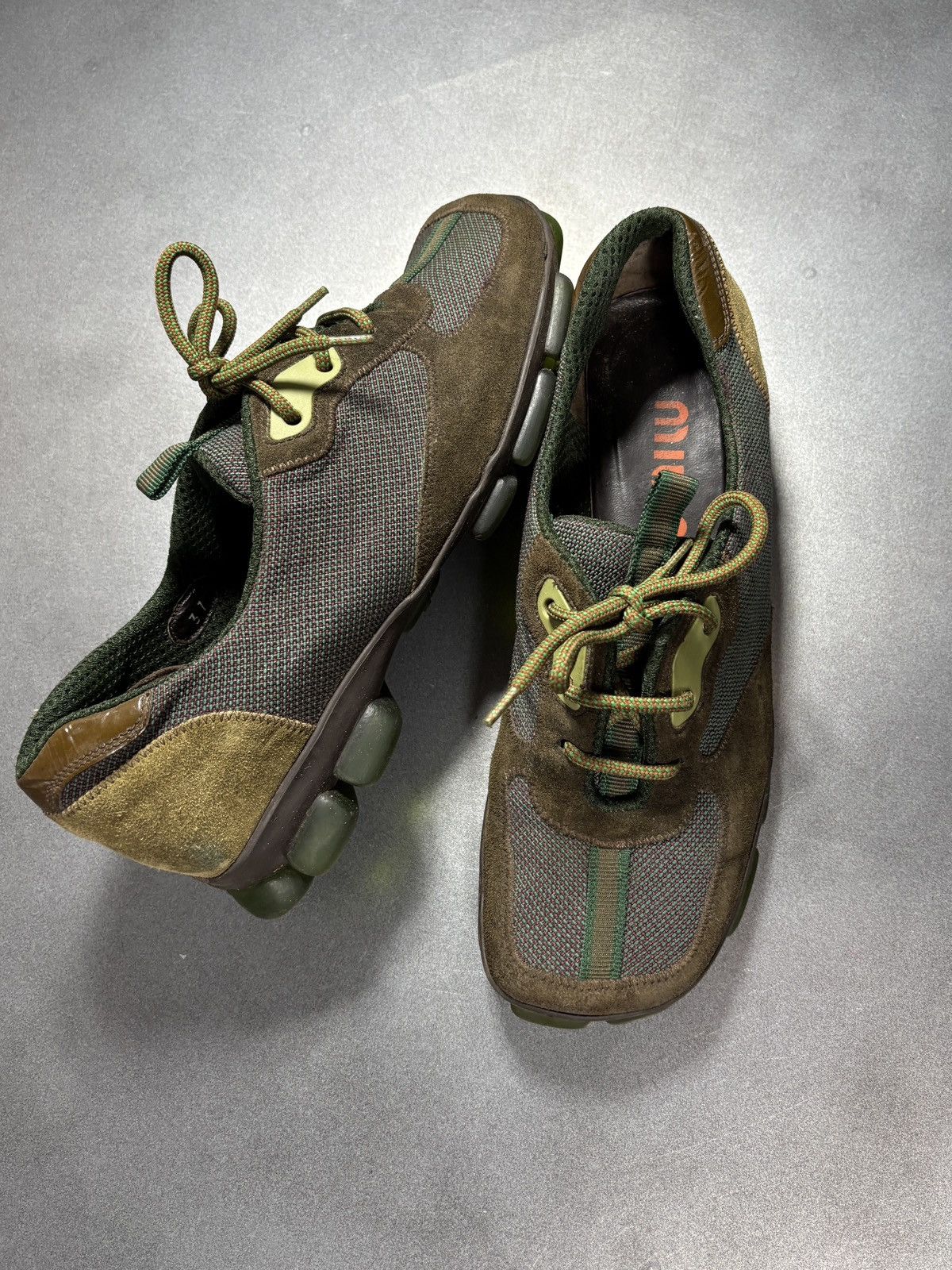 Miu Miu F/W 1999 Miu Miu Runway Sneakers Suede Square Toe Green Shoe Size US 7 / IT 37 - 1 Thumbnail