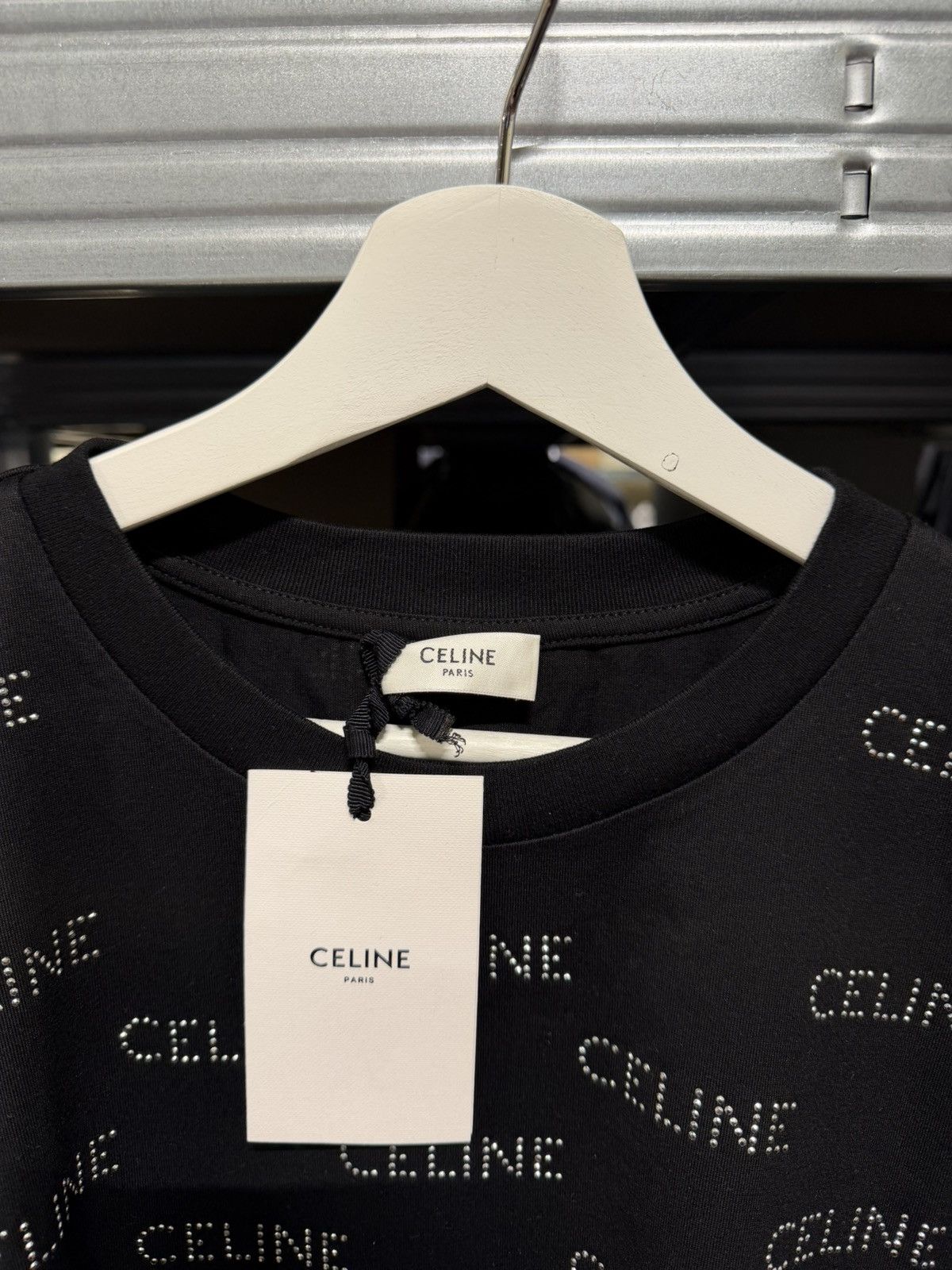 Celine Celine Paris Rhinestone Logo T-Shirt NEW 1300$ Size US S / EU 44-46 / 1 - 4 Thumbnail