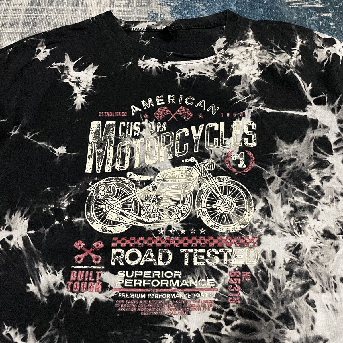Vintage American Custom Motorcycles Motorbike Black Tie Dye Women's Size M / US 6-8 / IT 42-44 - 2 Thumbnail